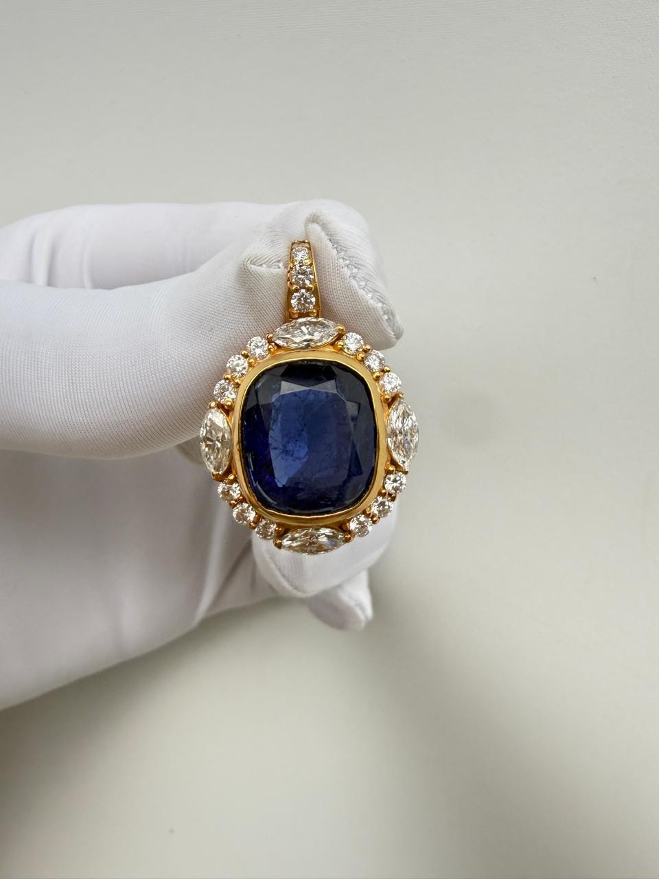 Heirloom Sapphire Moissanite Necklace | 14K Gold Vermeil Designer Jewelry | Luxury Gift for Her
