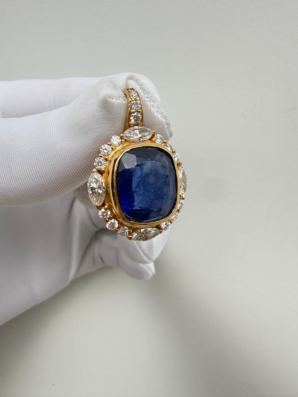 Heirloom Sapphire Moissanite Necklace | 14K Gold Vermeil Designer Jewelry | Luxury Gift for Her