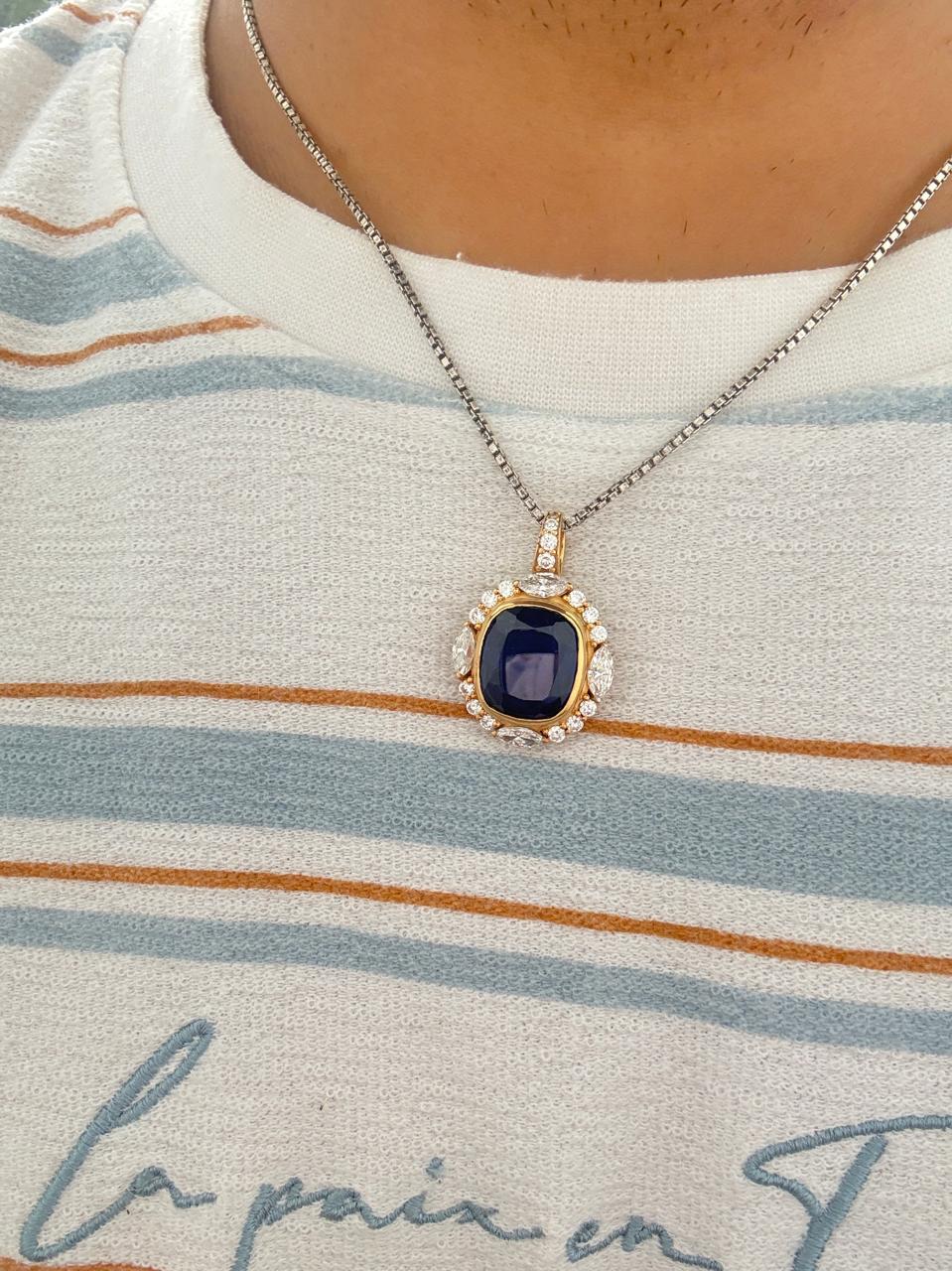 Heirloom Sapphire Moissanite Necklace | 14K Gold Vermeil Designer Jewelry | Luxury Gift for Her