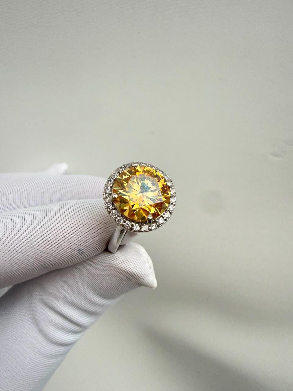 4 CT Yellow Moissanite Halo Engagement Ring | 14K White Gold | Elegant Gift for Her