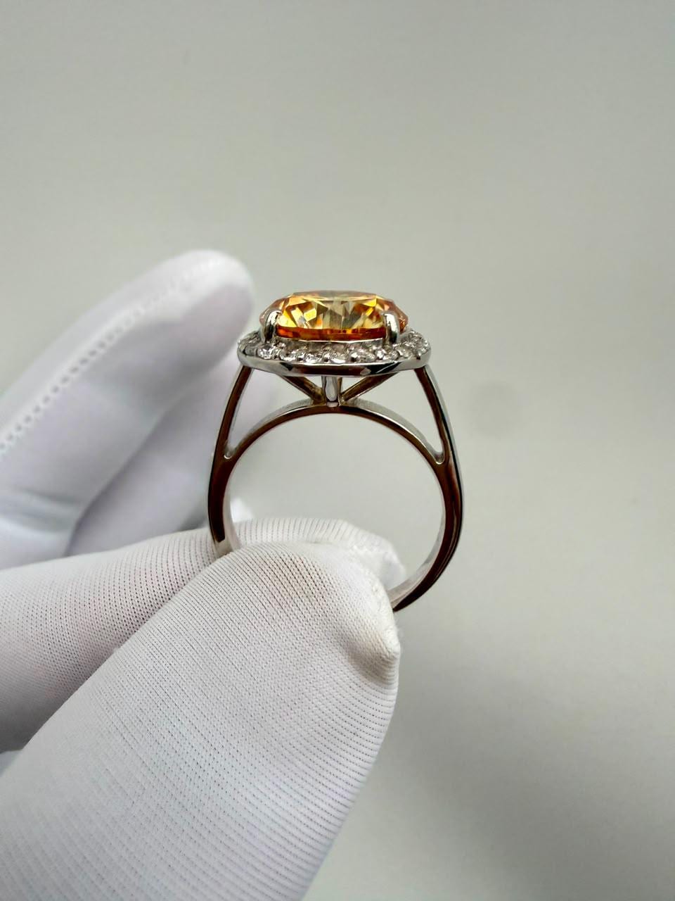 4 CT Yellow Moissanite Halo Engagement Ring | 14K White Gold | Elegant Gift for Her