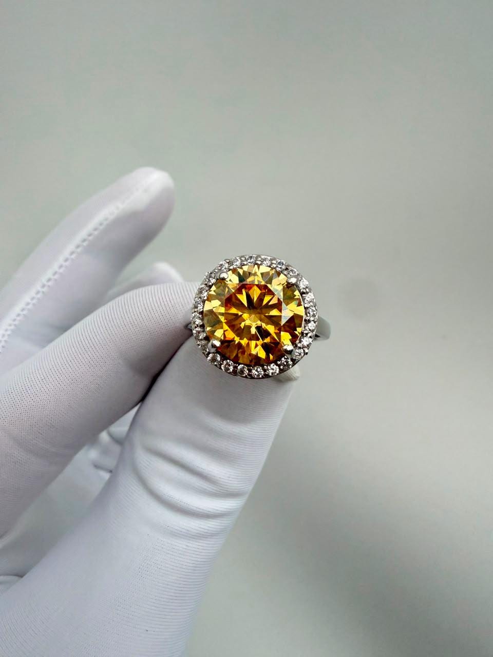 4 CT Yellow Moissanite Halo Engagement Ring | 14K White Gold | Elegant Gift for Her