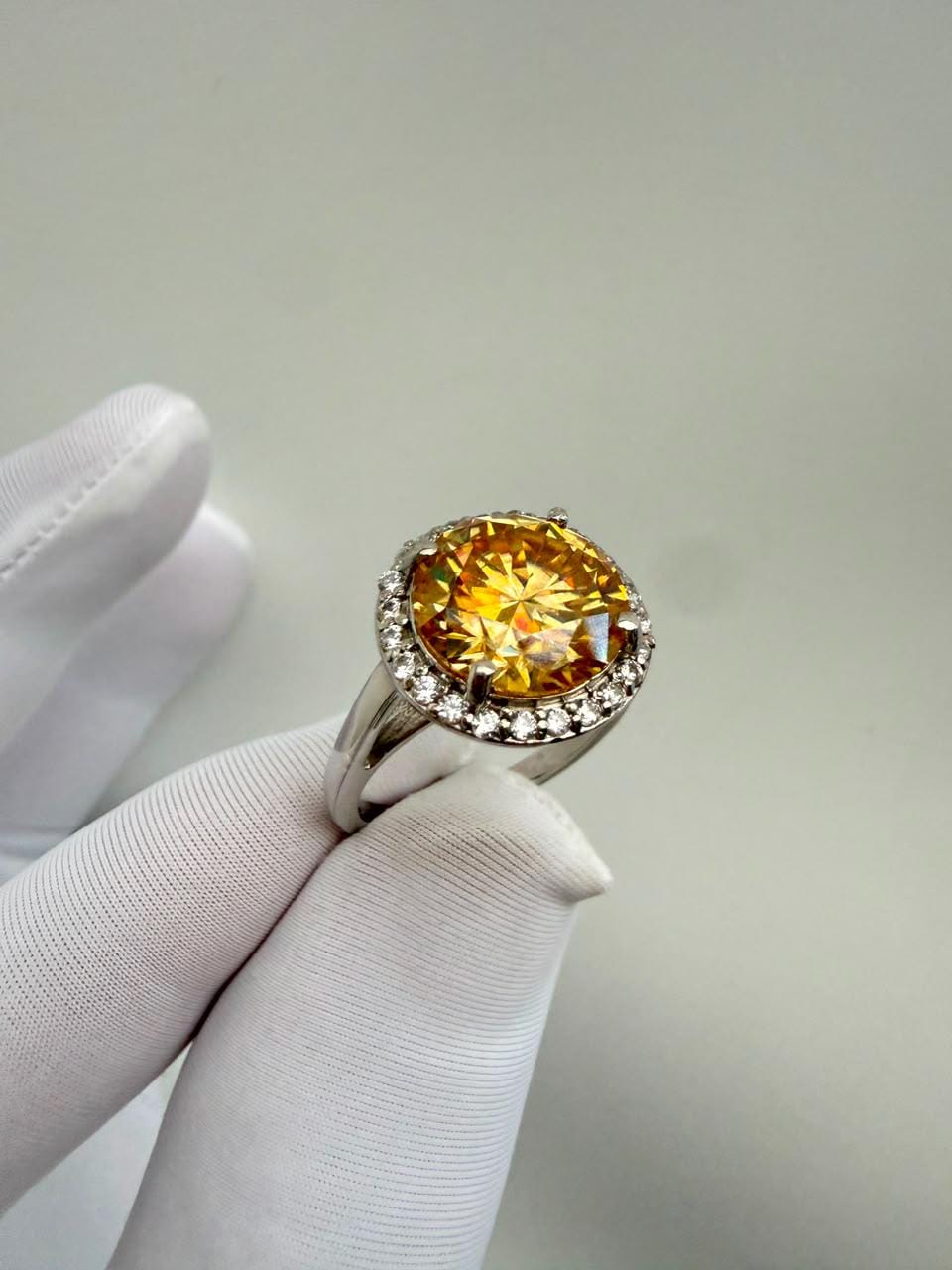 4 CT Yellow Moissanite Halo Engagement Ring | 14K White Gold | Elegant Gift for Her