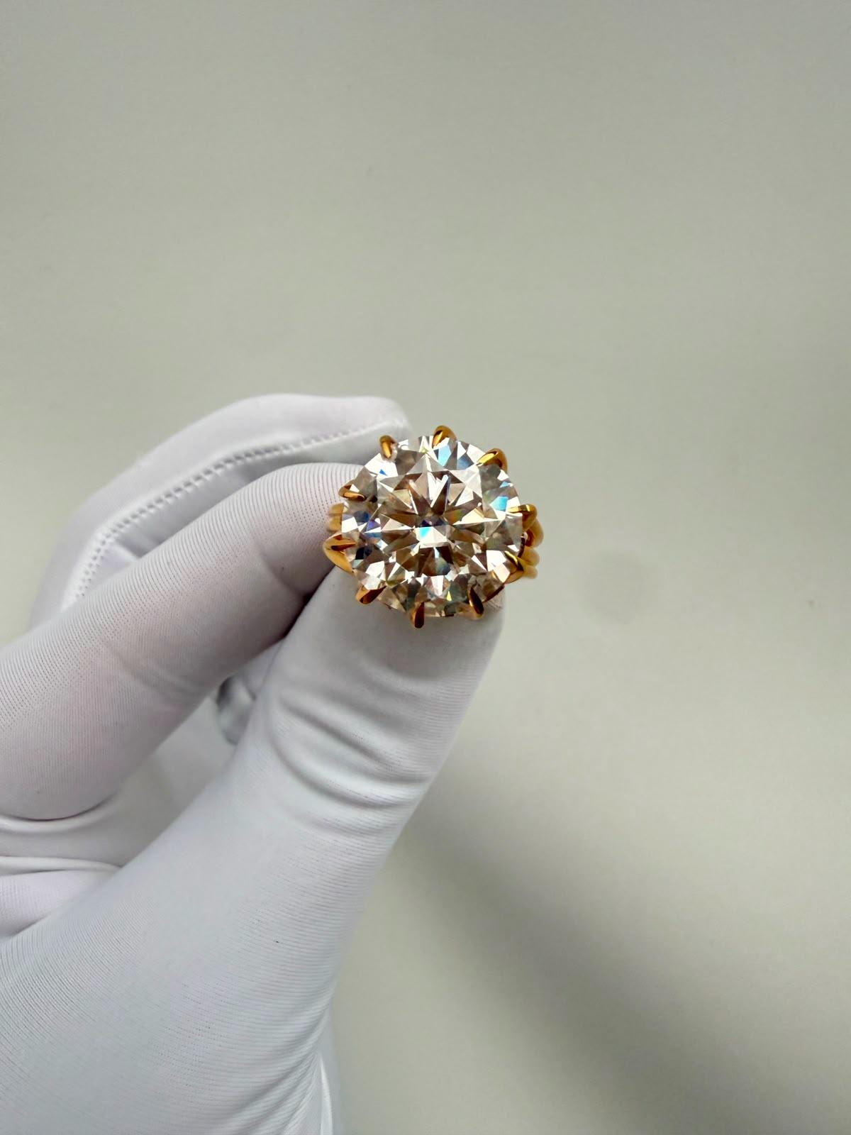 10 CT Round Moissanite Engagement Ring | 14K Gold Vermeil, Statement Piece