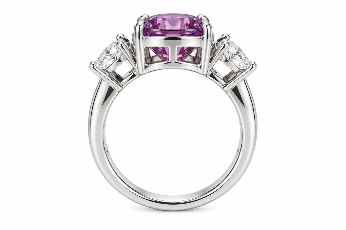5CT Purple Moissanite Engagement Ring 14k White Gold Anniversary Ring