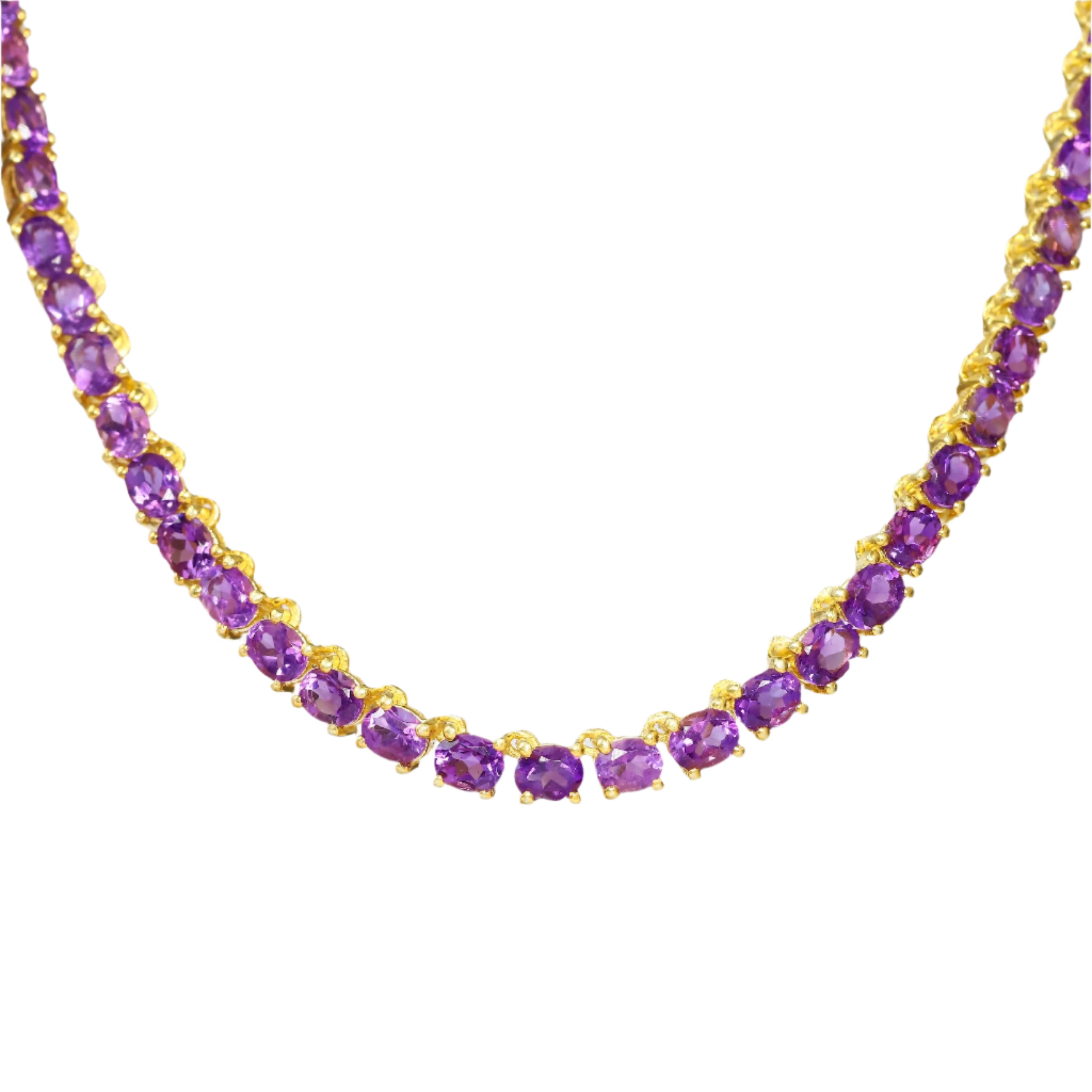 Stunning Amethyst Tennis Necklace with Sterling Silver 925, Perfect for Special Occasions