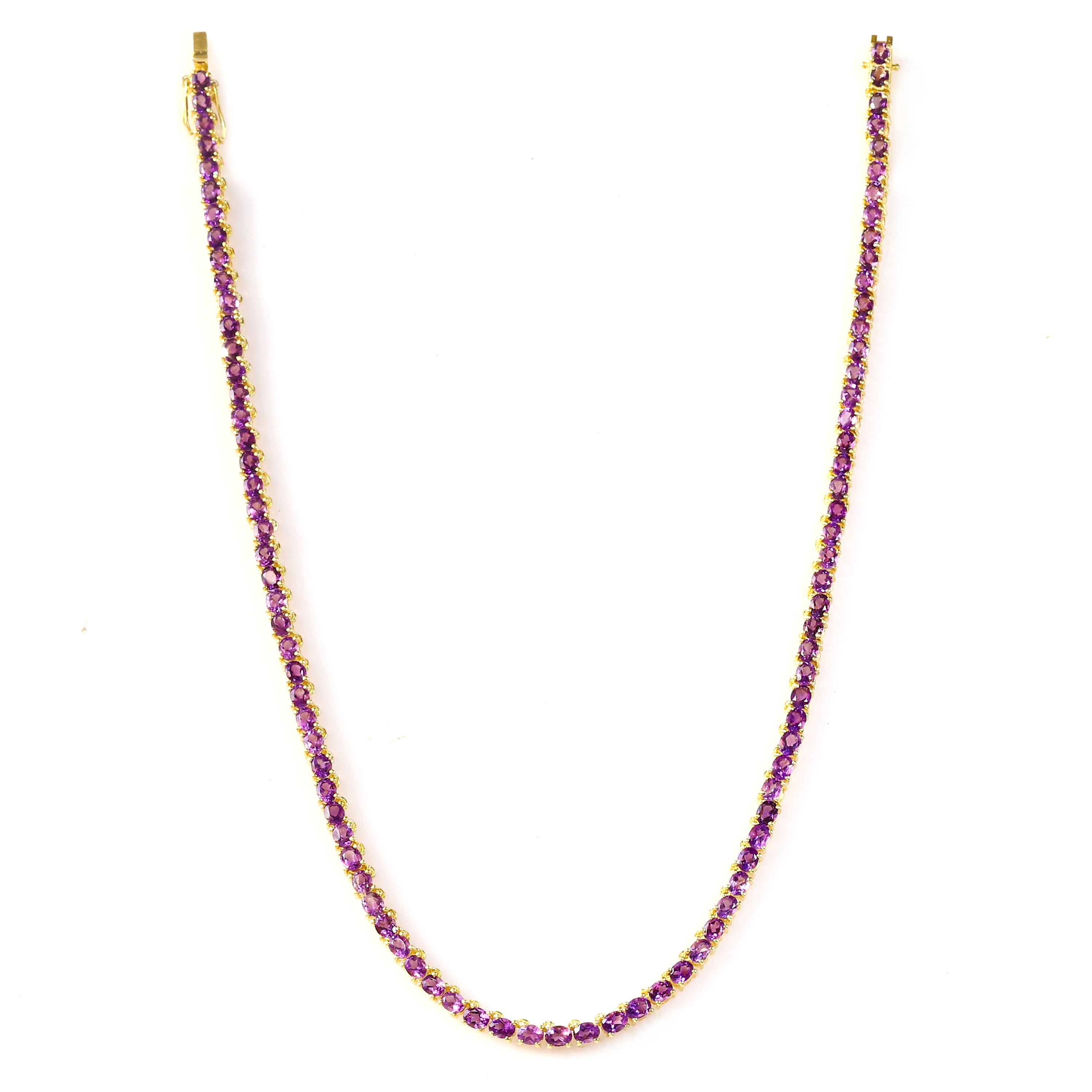 Stunning Amethyst Tennis Necklace with Sterling Silver 925, Perfect for Special Occasions