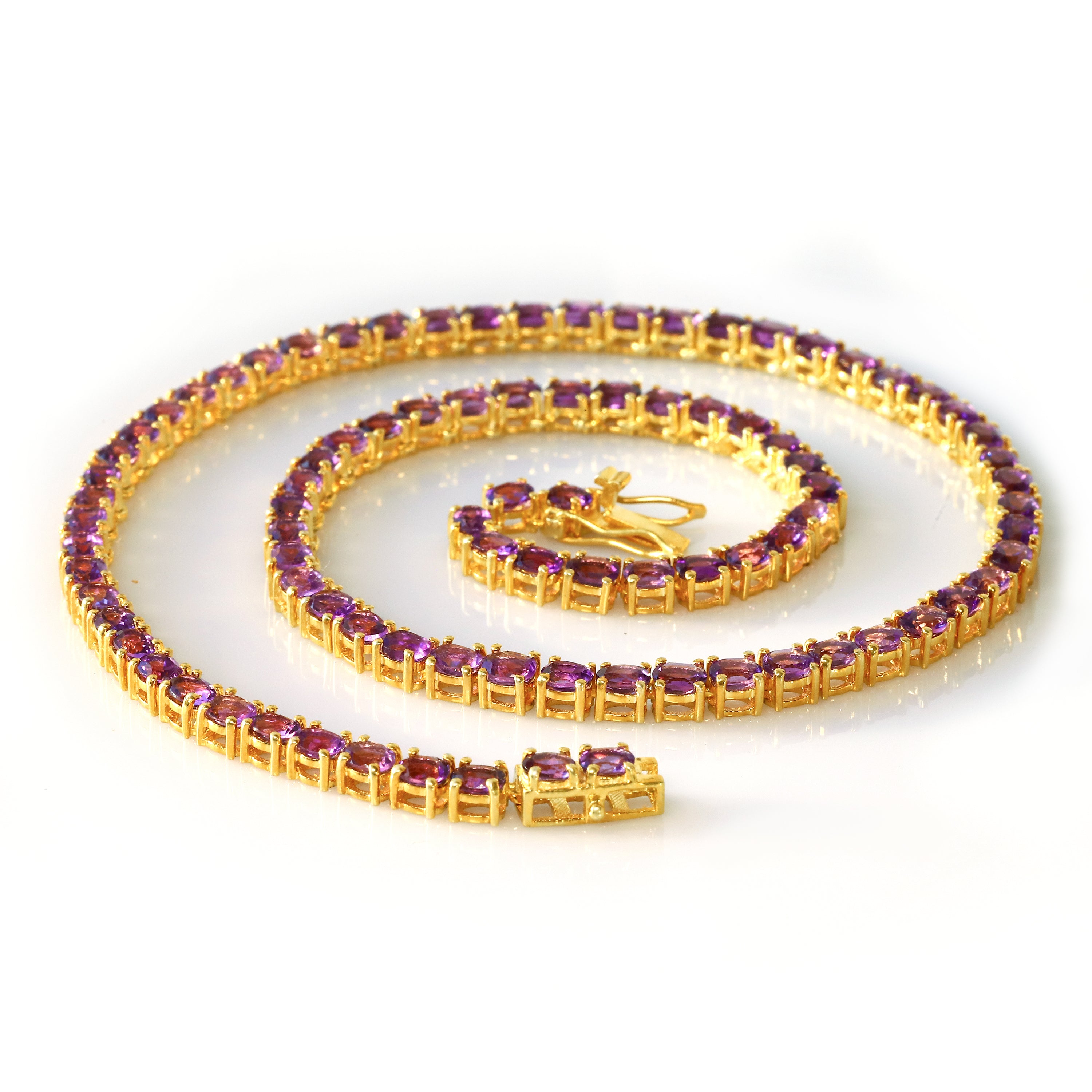 Elegant Amethyst Tennis Necklace in Sterling Silver 925 for Timeless Luxury
