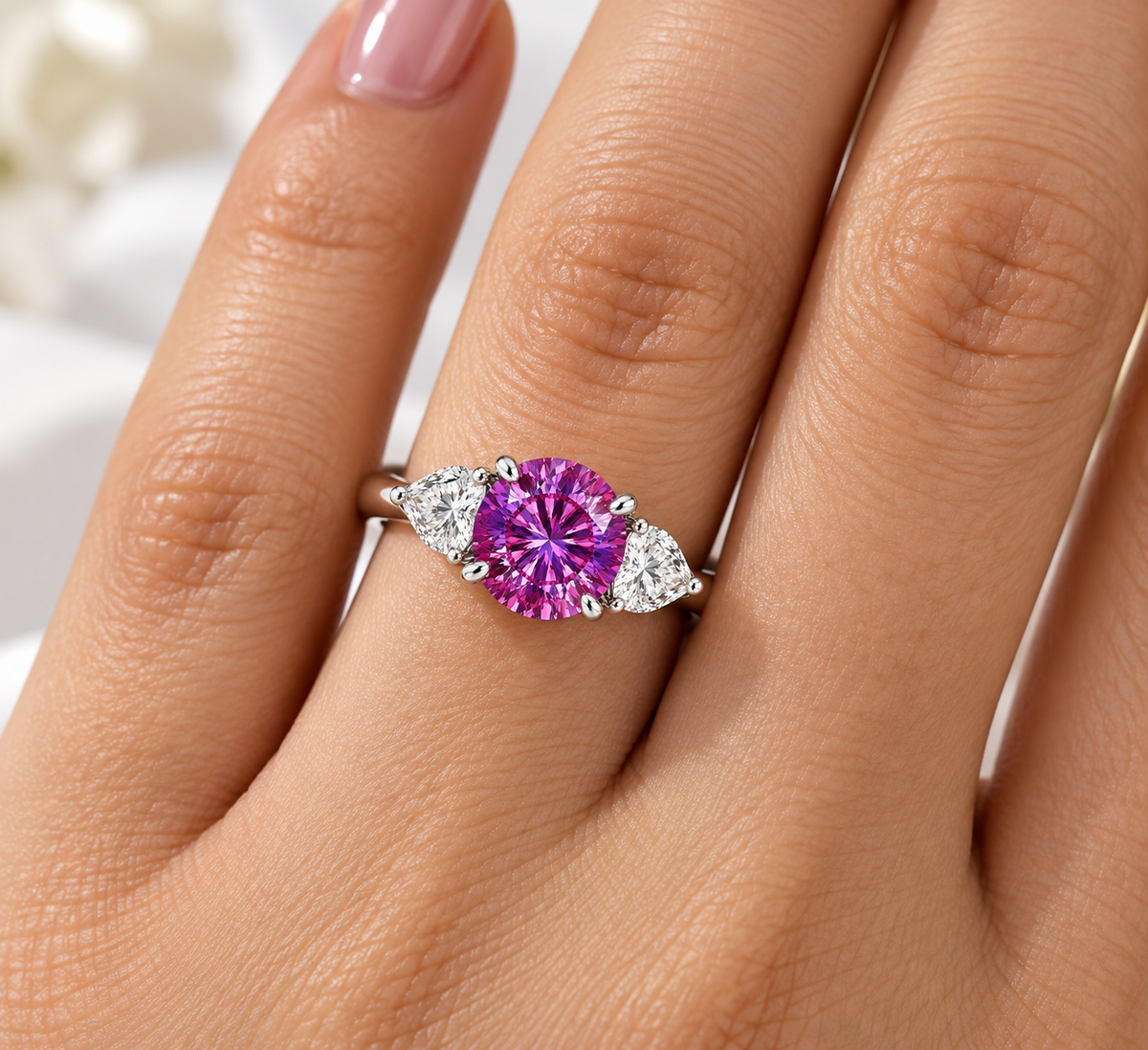 5CT Purple Moissanite Engagement Ring 14k White Gold Anniversary Ring