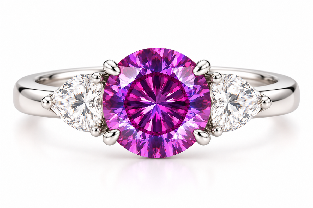 5CT Purple Moissanite Engagement Ring 14k White Gold Anniversary Ring