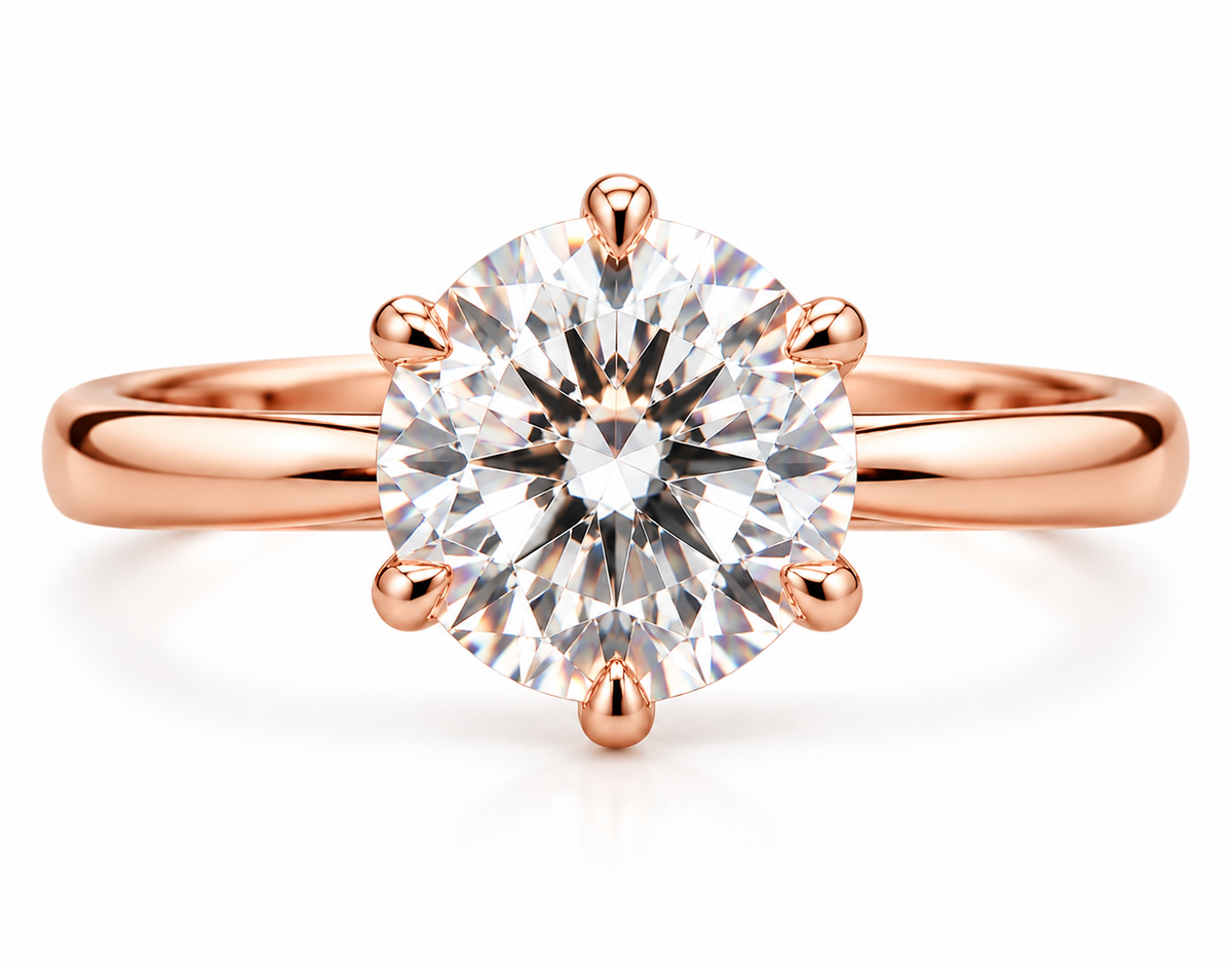 6 CT Round Moissanite Solitaire Ring, 14k White Gold Cathedral Engagement Proposal Ring