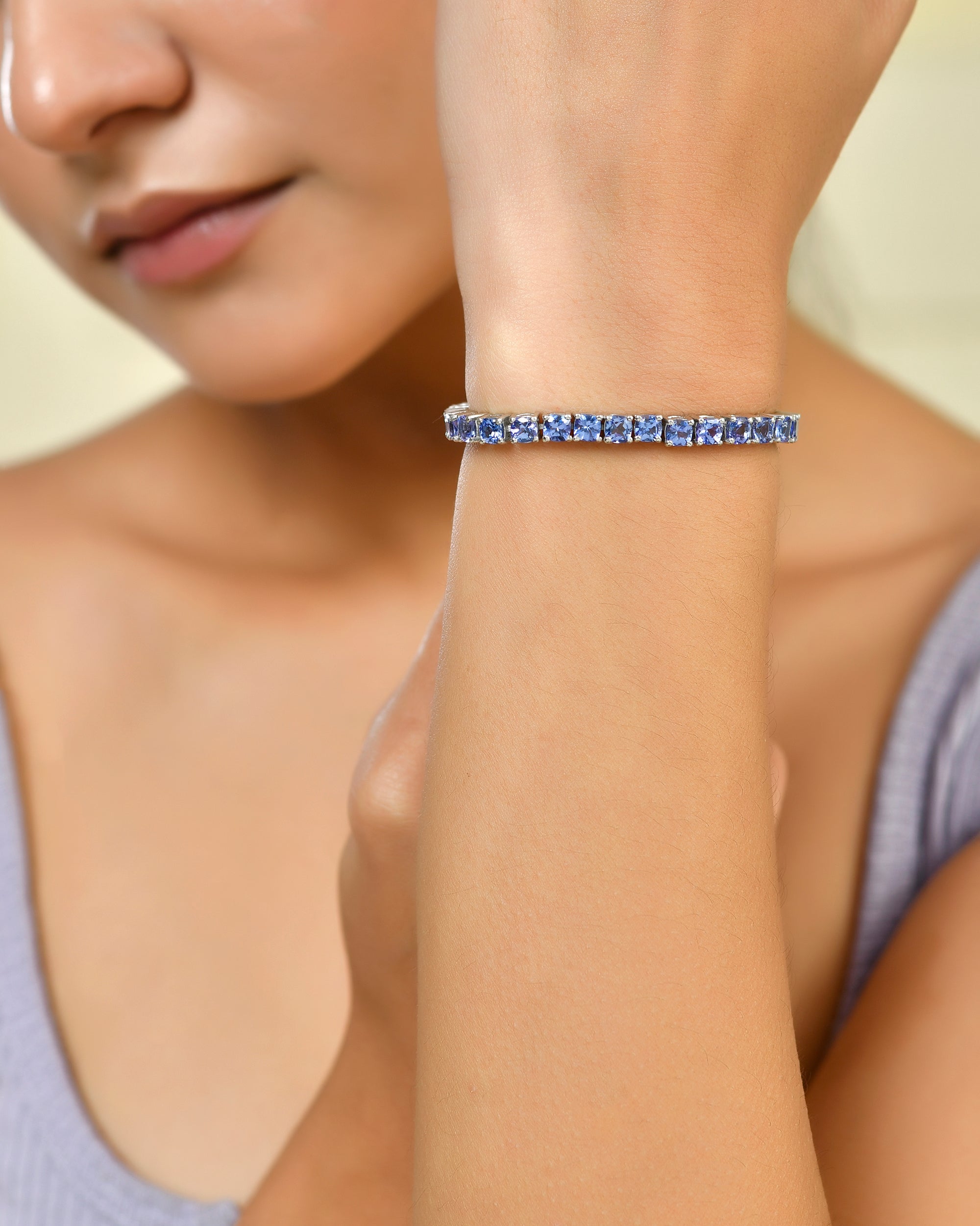Classic Cushion Tanzanite Tennis Bracelet