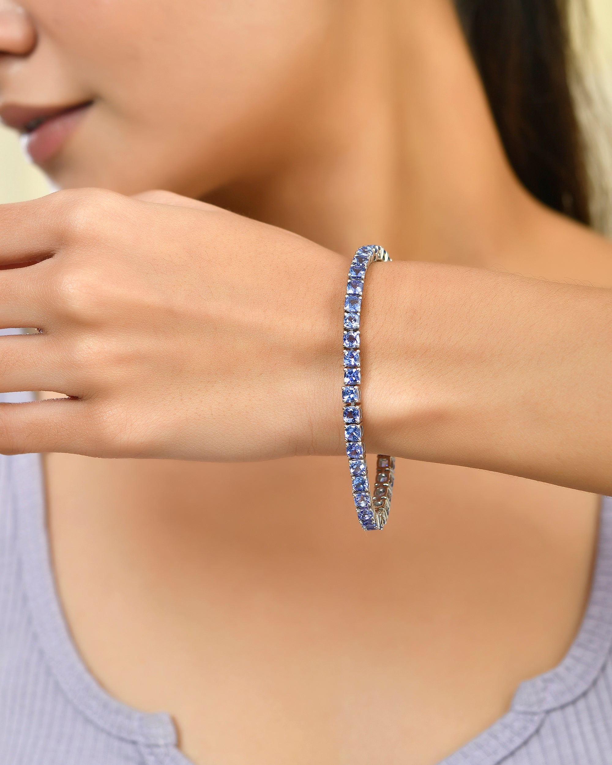 Classic Cushion Tanzanite Tennis Bracelet