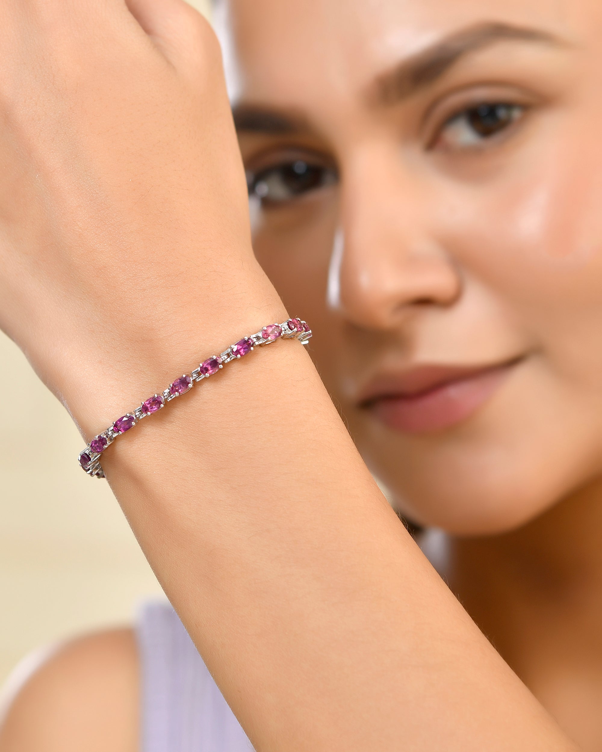 Classic Rhodolite Eternity Tennis Bracelet