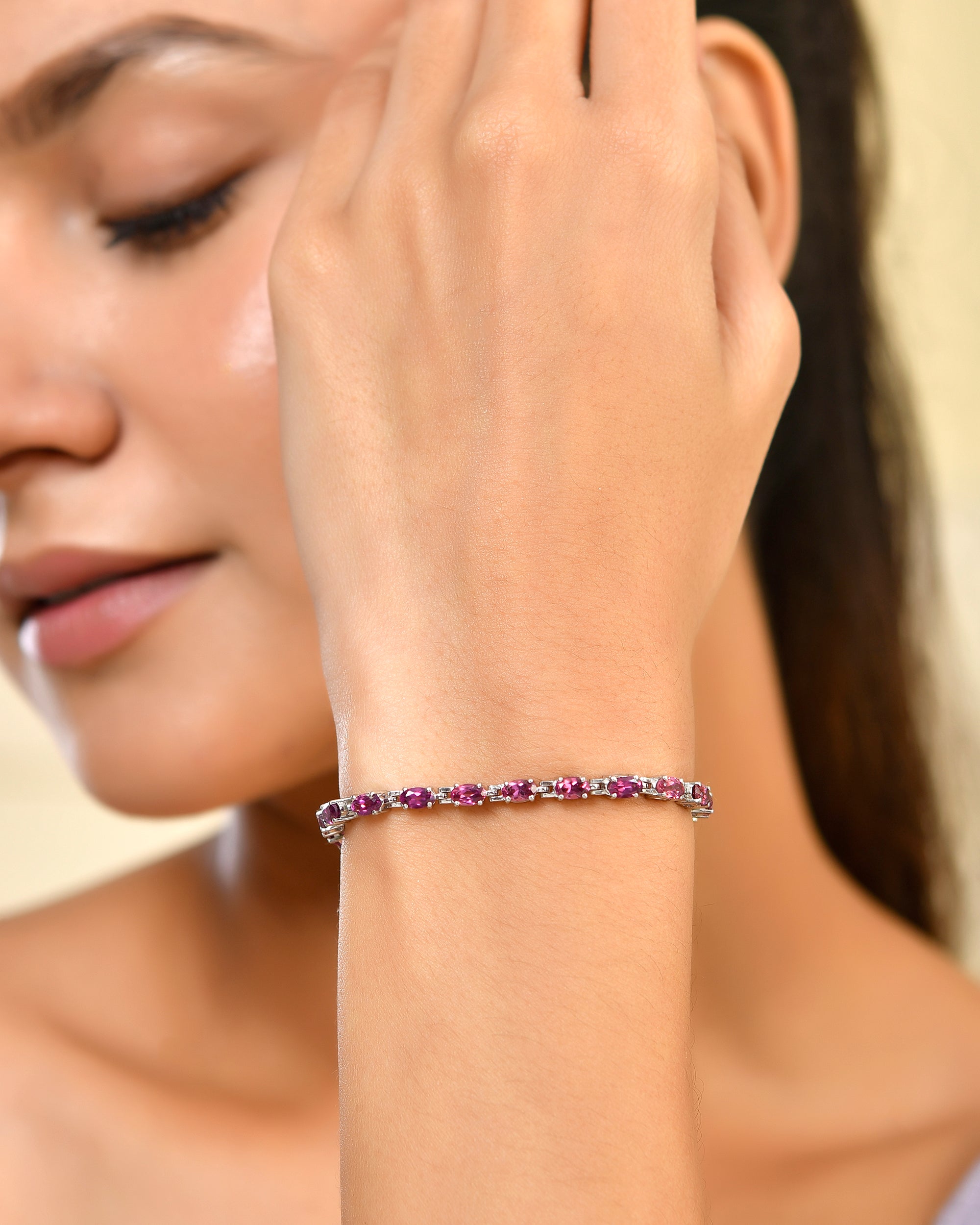 Classic Rhodolite Eternity Tennis Bracelet