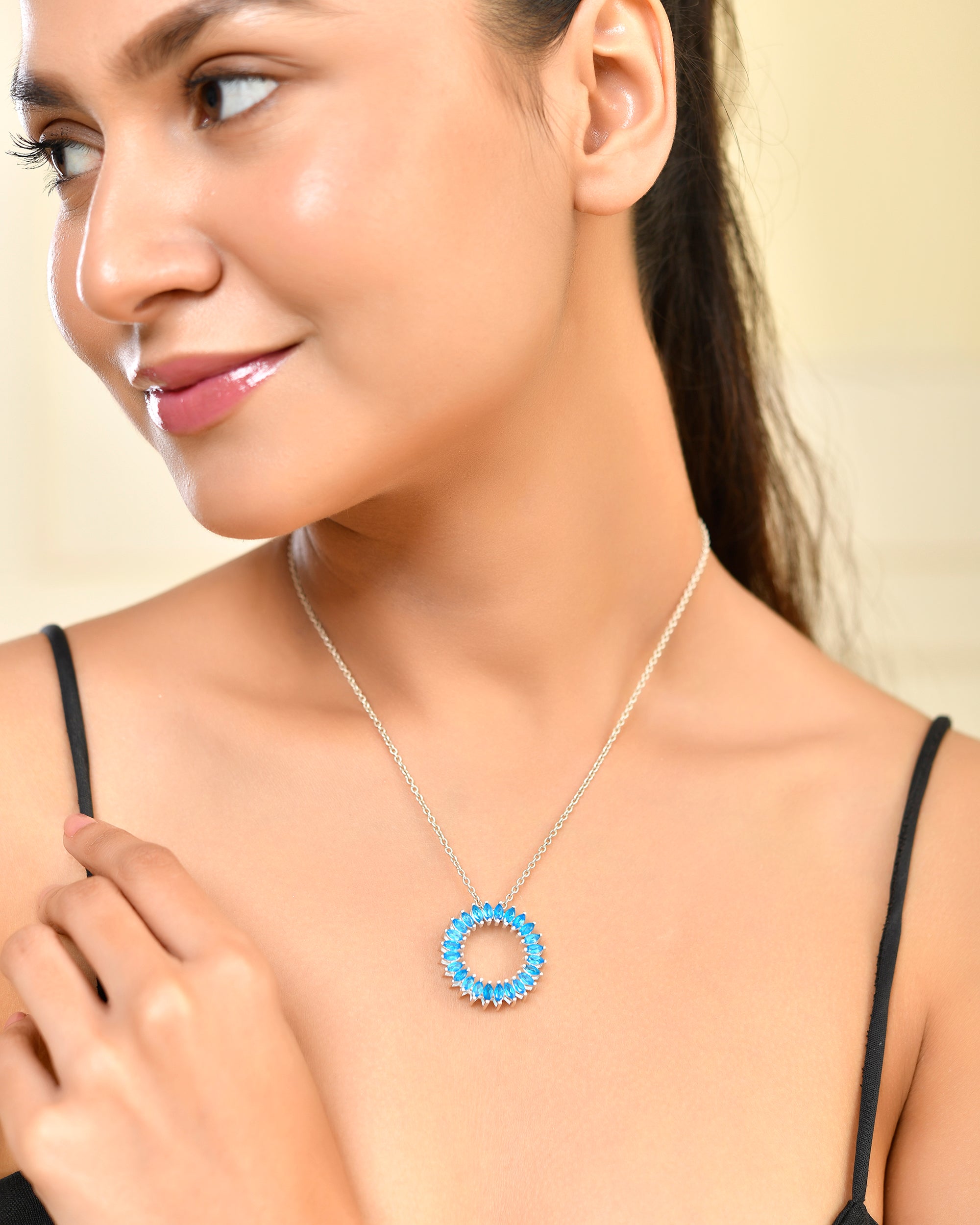 Unique Blue Apatite Marquise Pendant