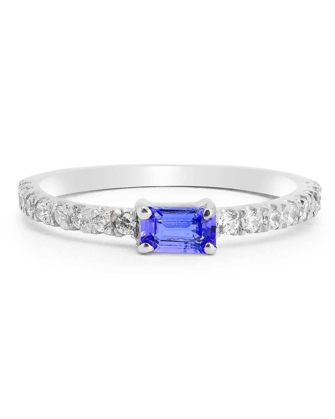 Elegant gemstone ring in sterling silver with intricate detailing.