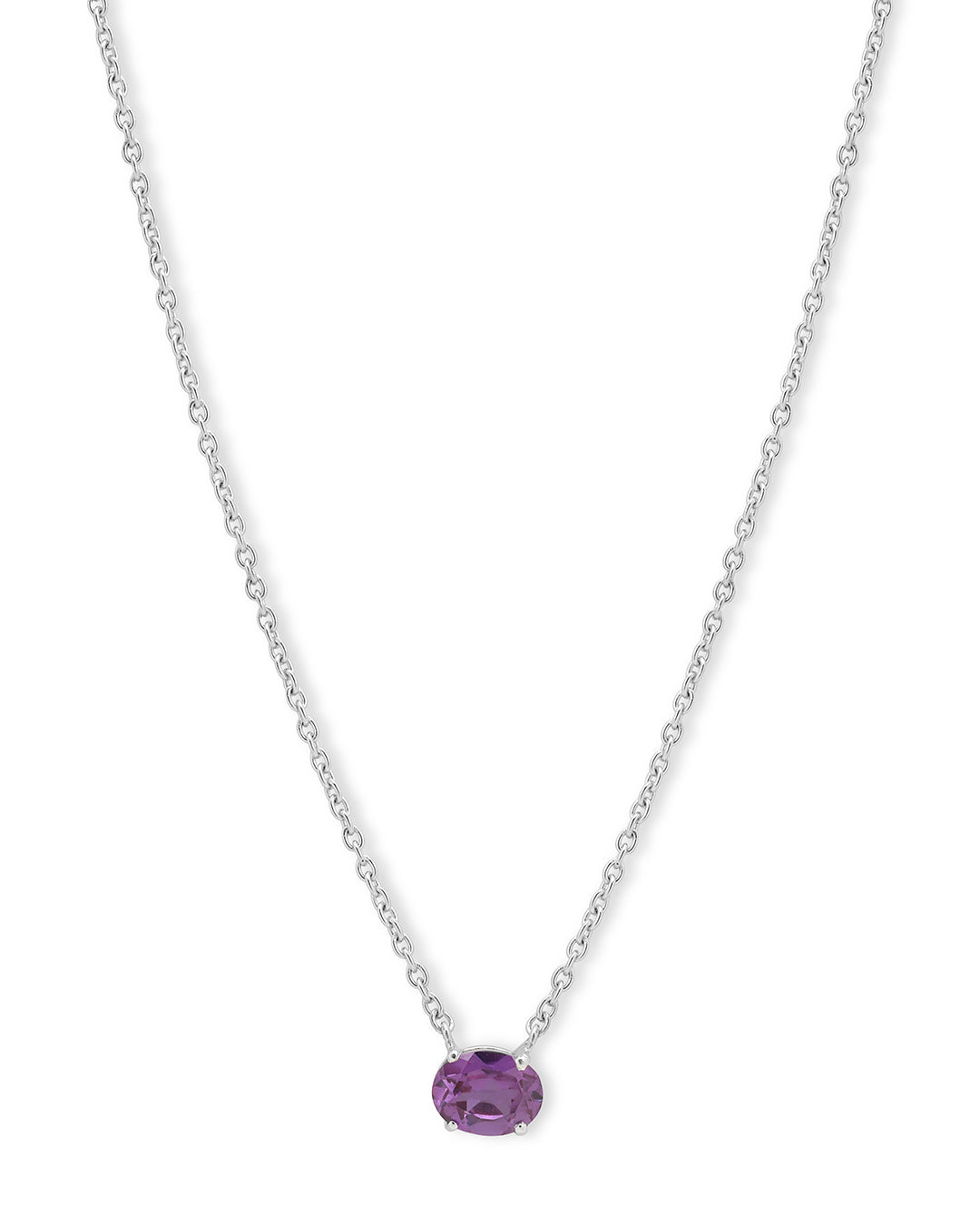 Timeless solitaire pendant with a oval-cut gemstone in a prong setting.