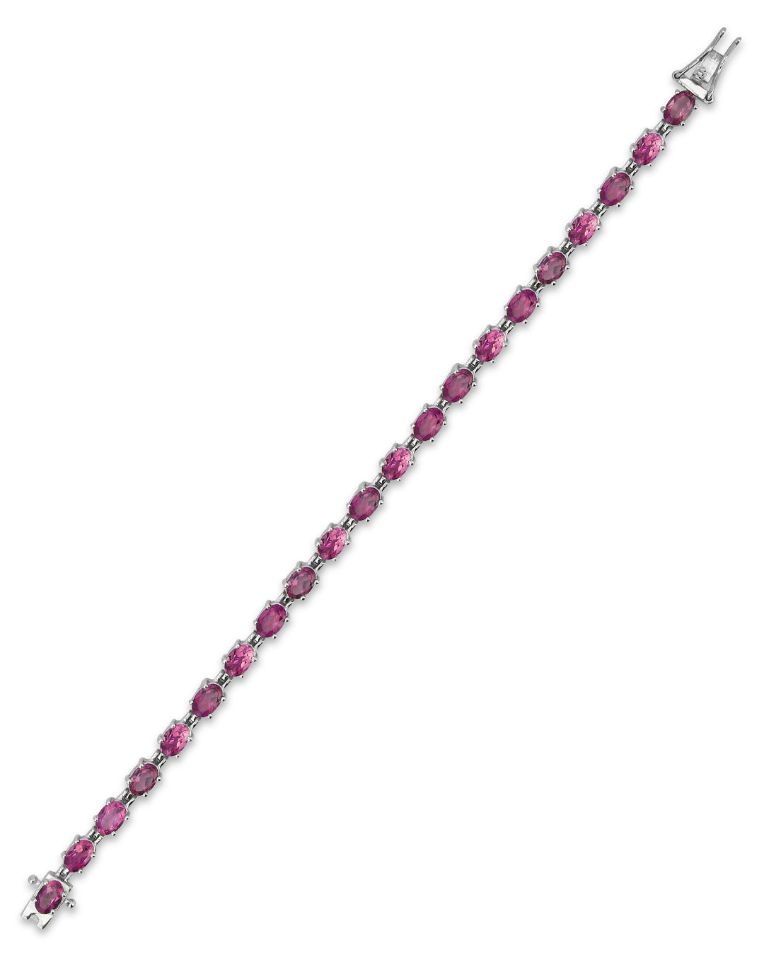  Elegant tennis bracelet with round-cut gemstones in fine metal.