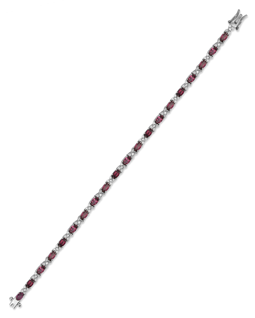  Luxury tennis necklace with sparkling gemstones set in silver.