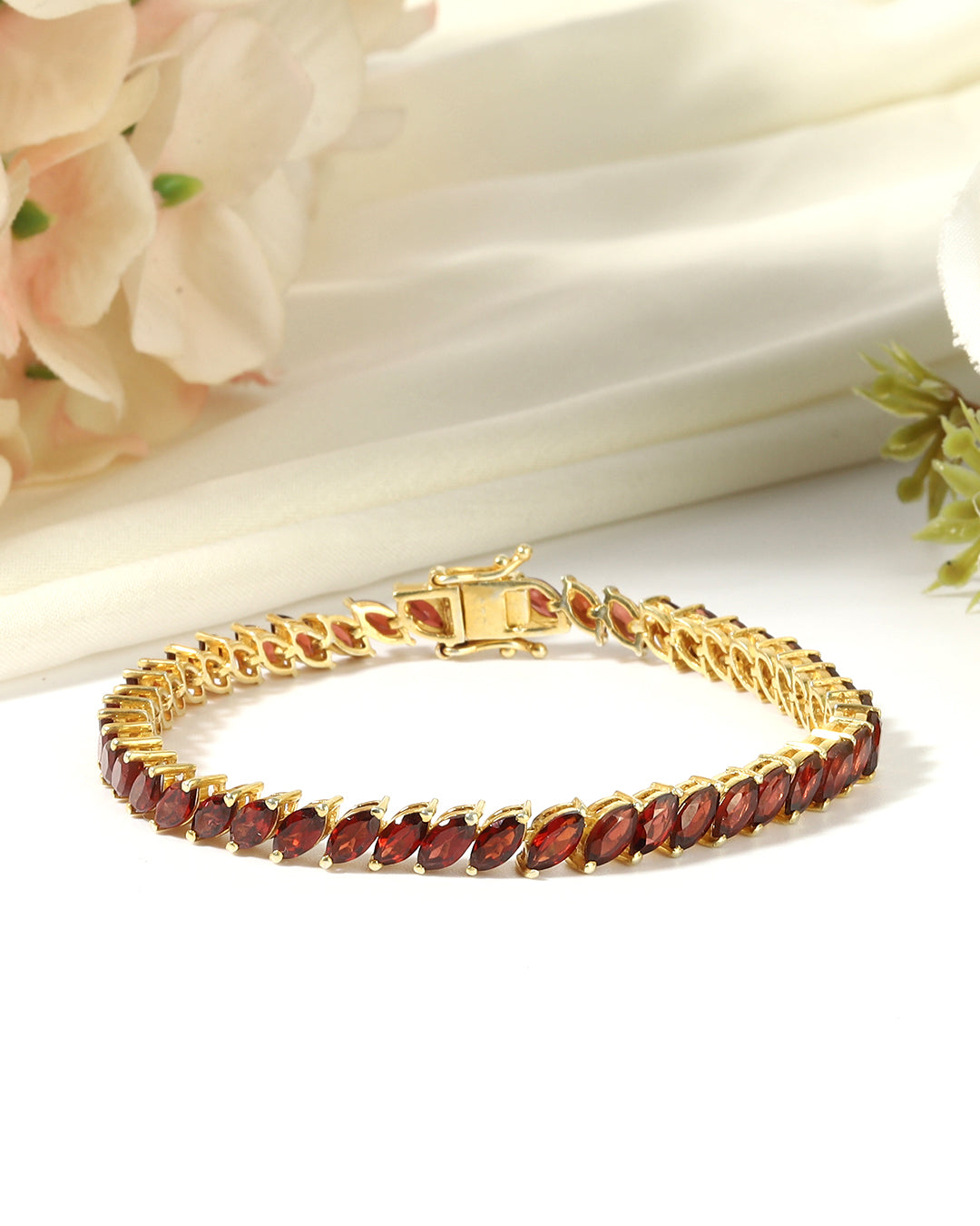Marquise Garnet Tennis Linear Bracelet