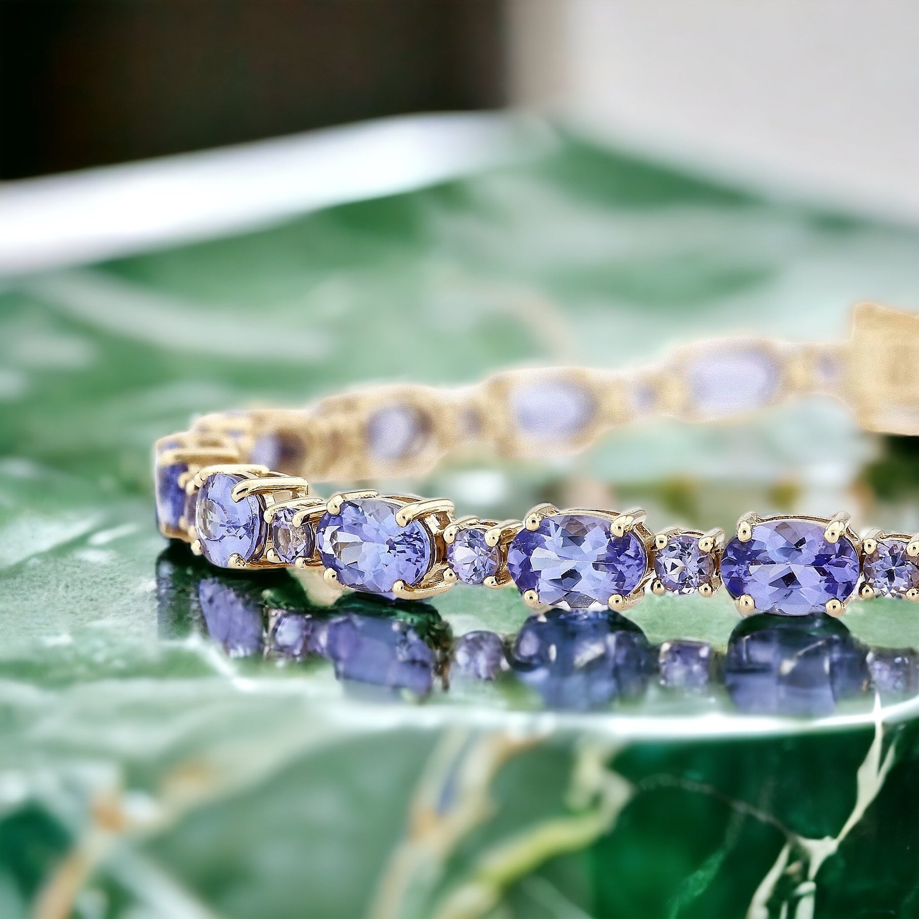Oval and Round Tanzanite Tennis Bracelet