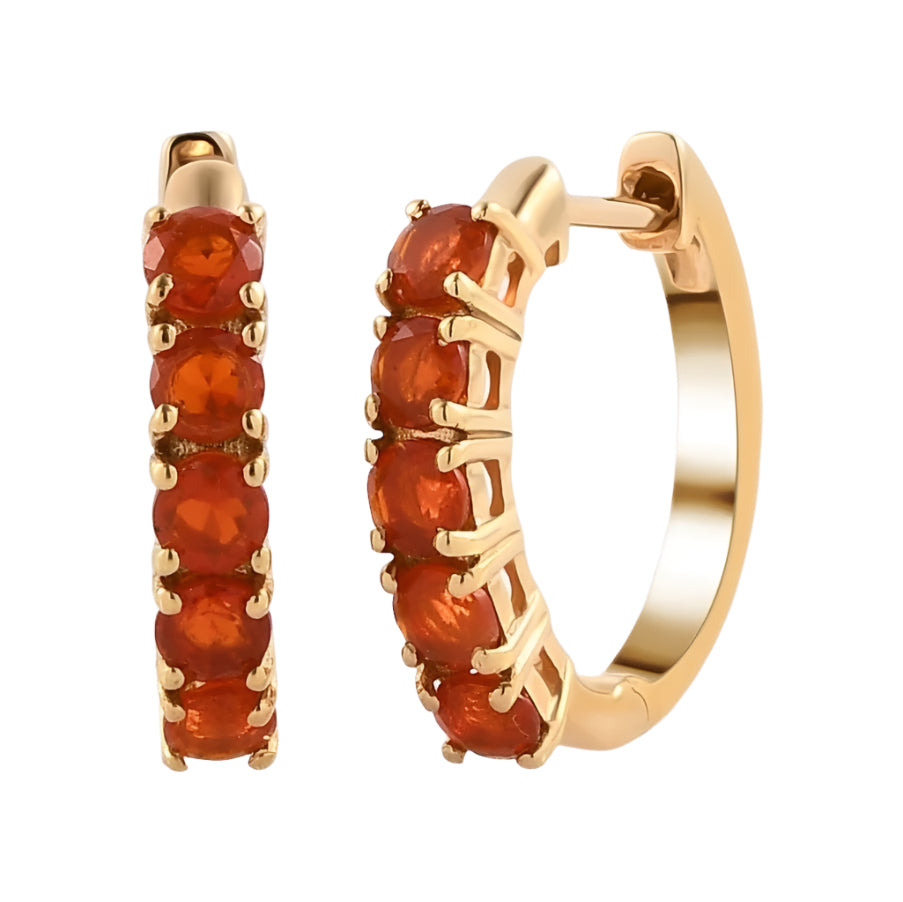Natural Cherry Fire Opal Hoop Earrings
