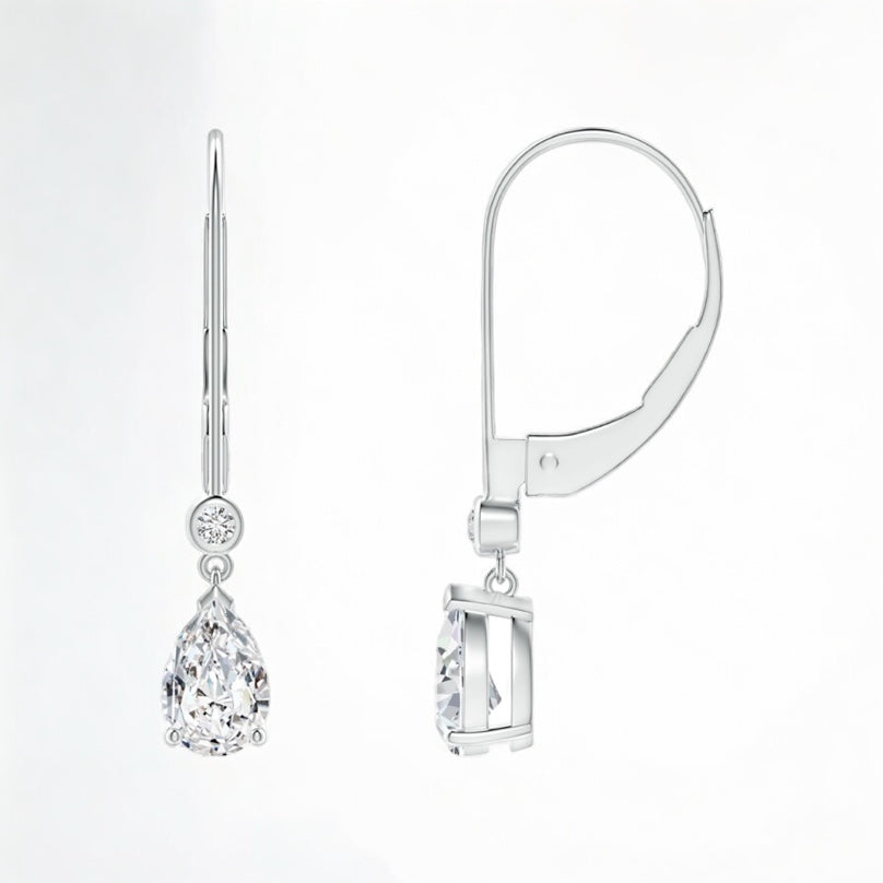 Lab-Grown Classic Pear-Shaped Diamond Leverback Drop Earrings