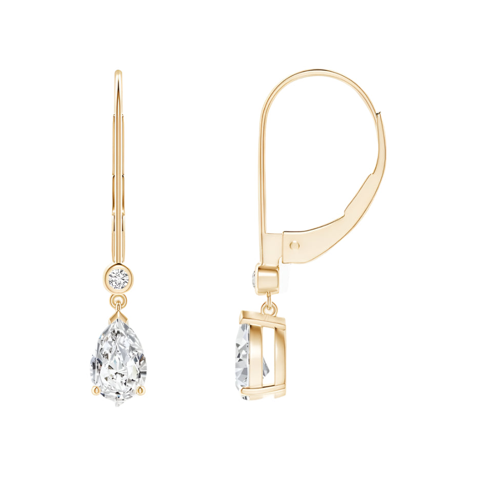 Lab-Grown Classic Pear-Shaped Diamond Leverback Drop Earrings