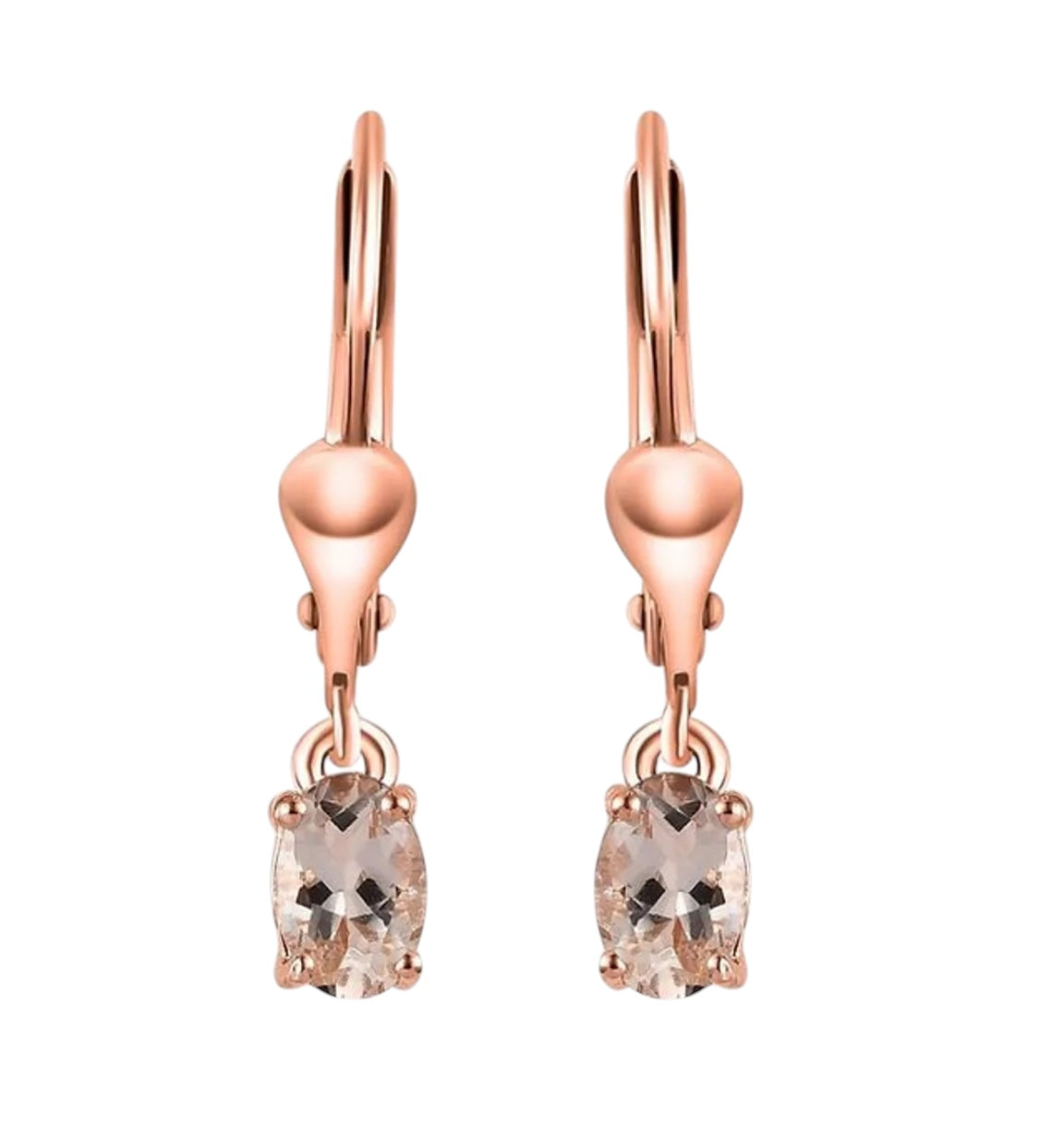 Oval Morganite Leverback Earrings
