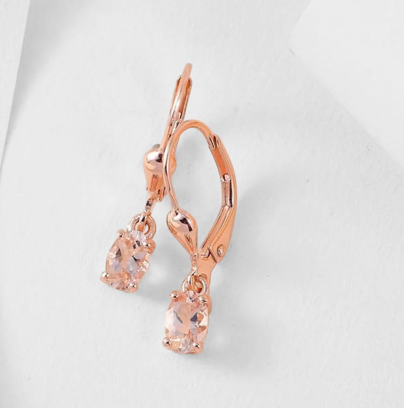 Oval Morganite Leverback Earrings