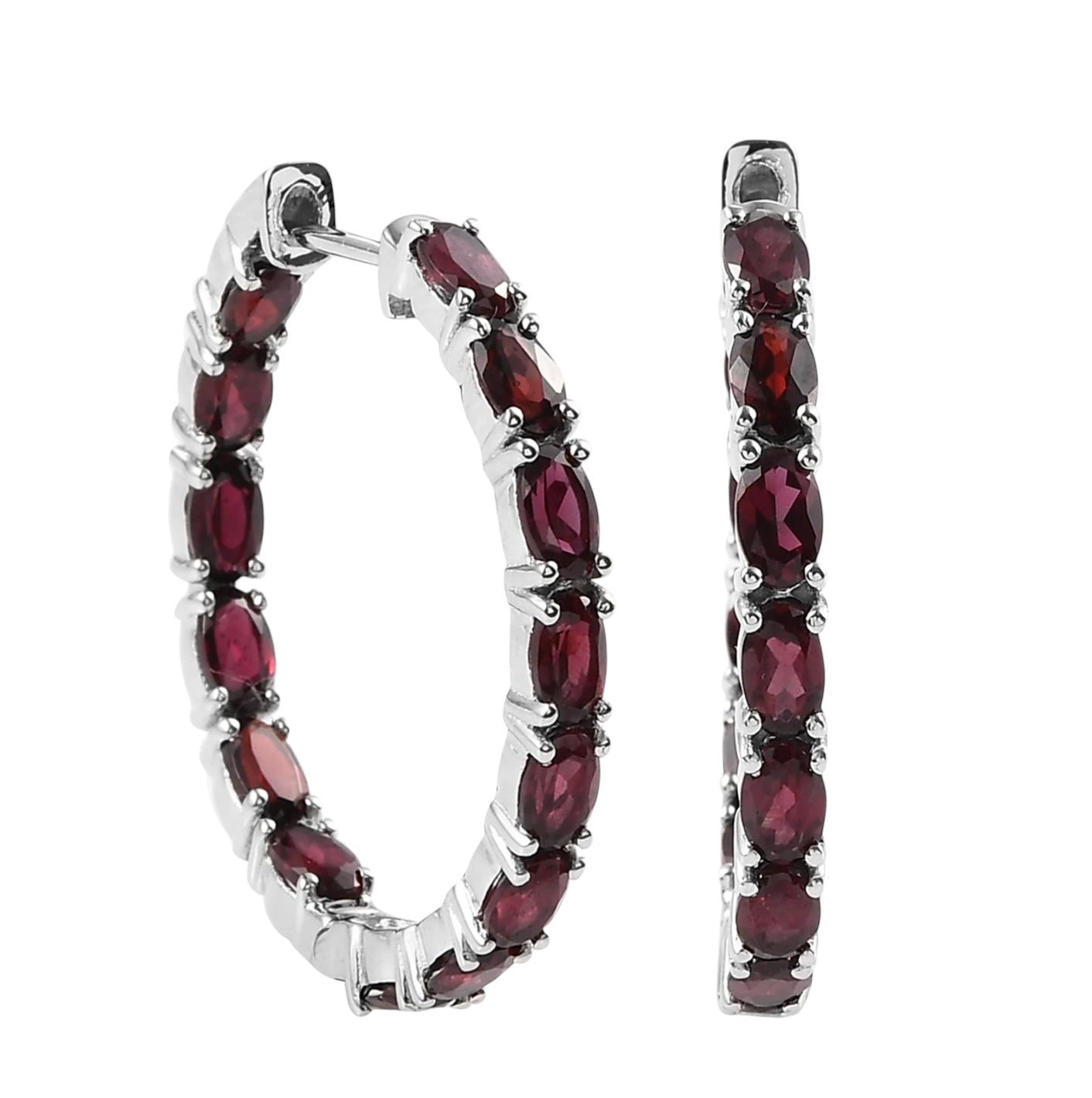 Prong-Set Rhodolite Inside-Out Large Hoop Earrings (Copy)