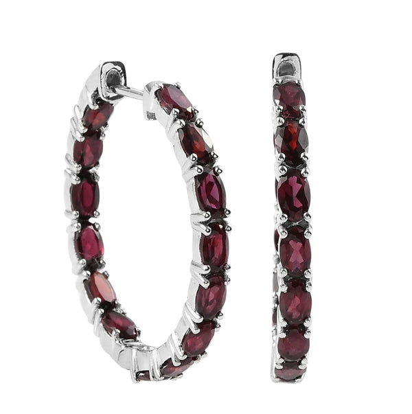 Prong-Set Rhodolite Inside-Out Large Hoop Earrings (Copy)