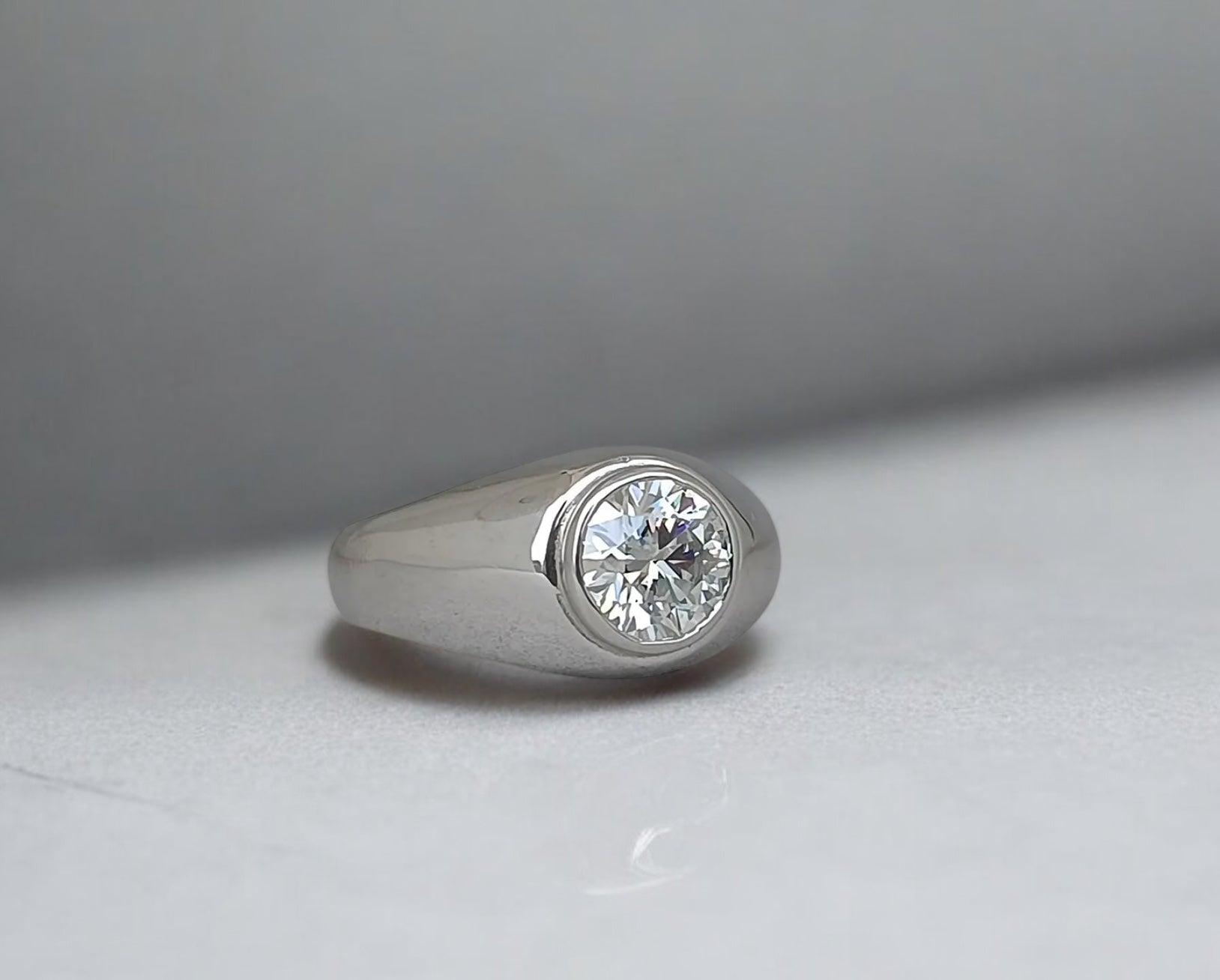 Gypsy Set Round Moissanite Solitaire Ring for Men