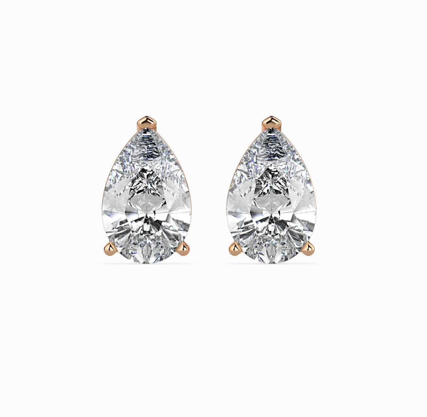 Pear-Shaped Moissanite Solitaire Stud Earrings