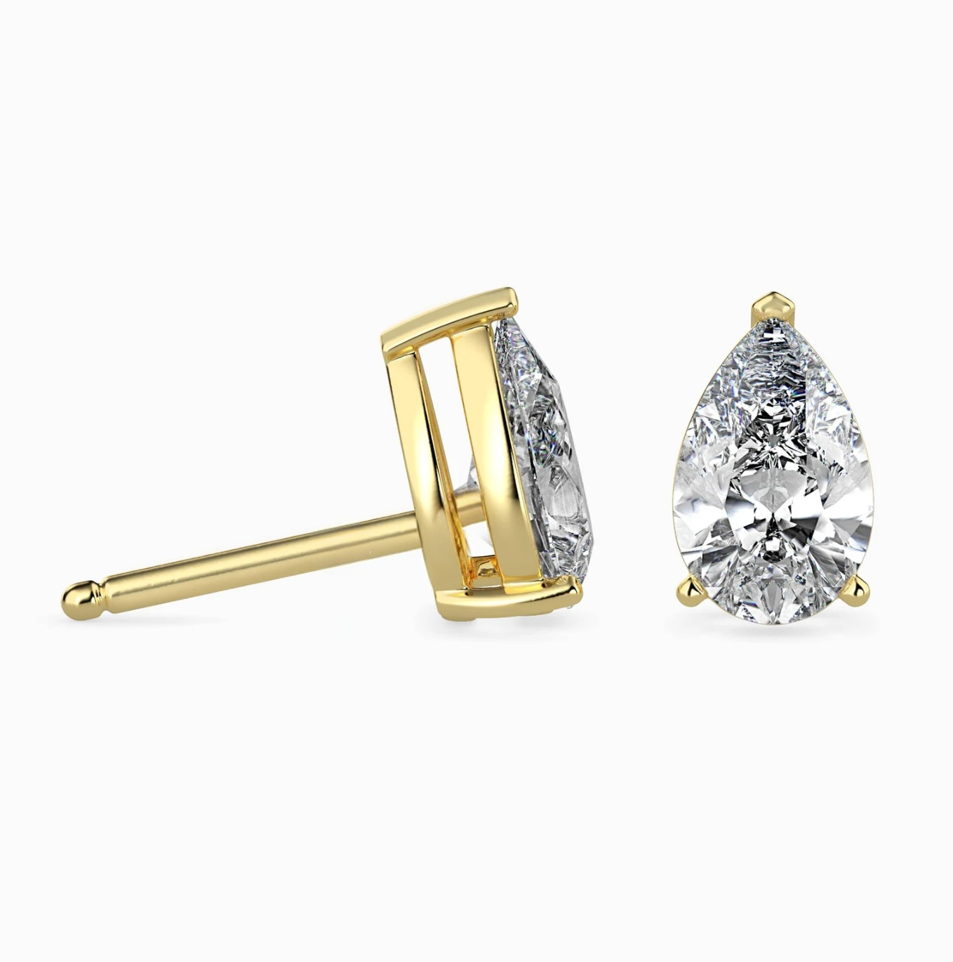 Pear-Shaped Moissanite Solitaire Stud Earrings