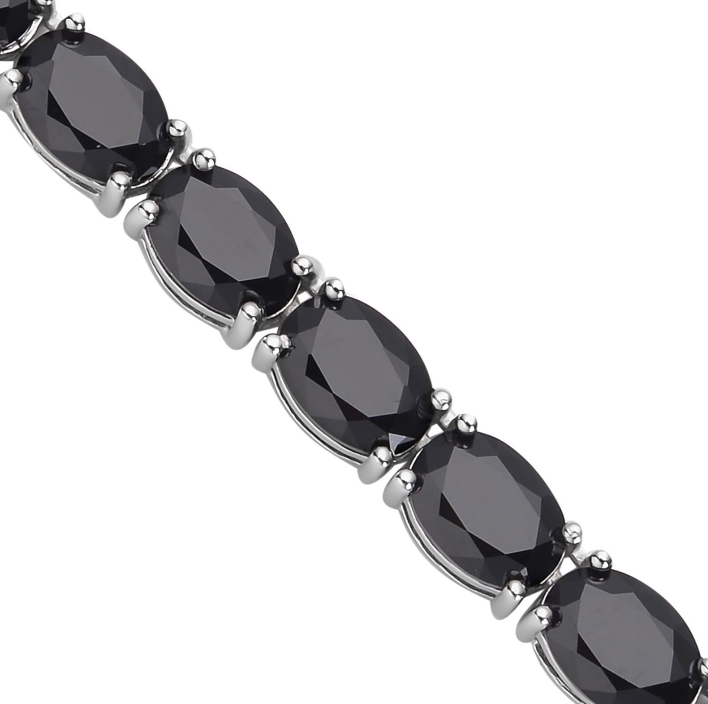 Luxury tennis necklace with sparkling gemstones set in silver.