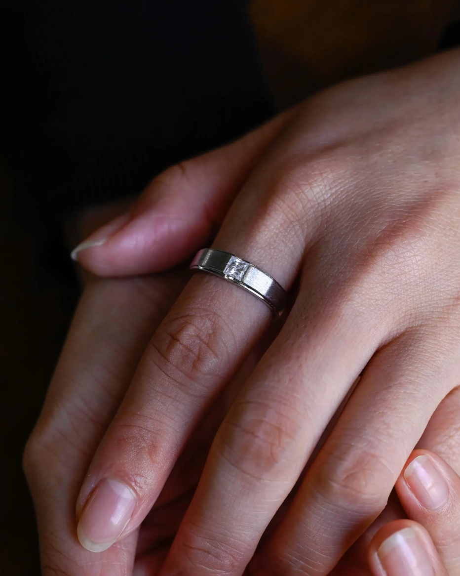 Square Cut Moissanite Band for Men