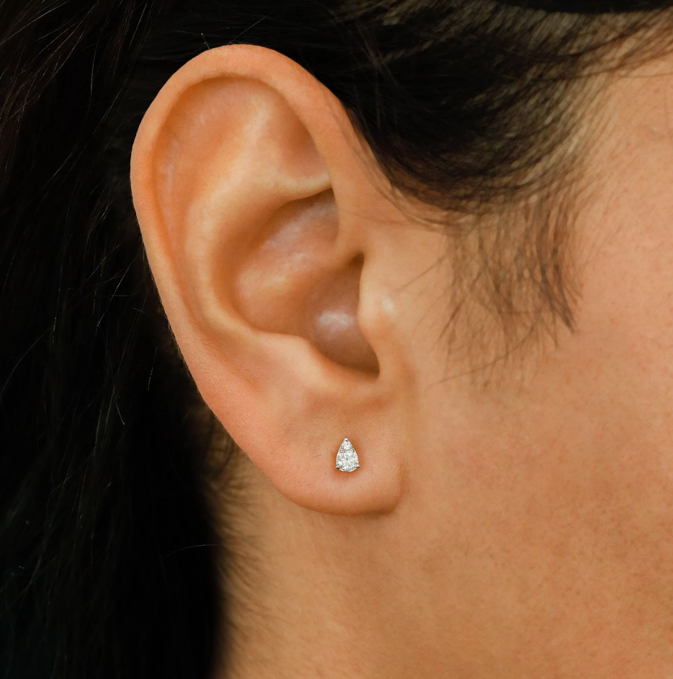 Pear-Shaped Moissanite Solitaire Stud Earrings