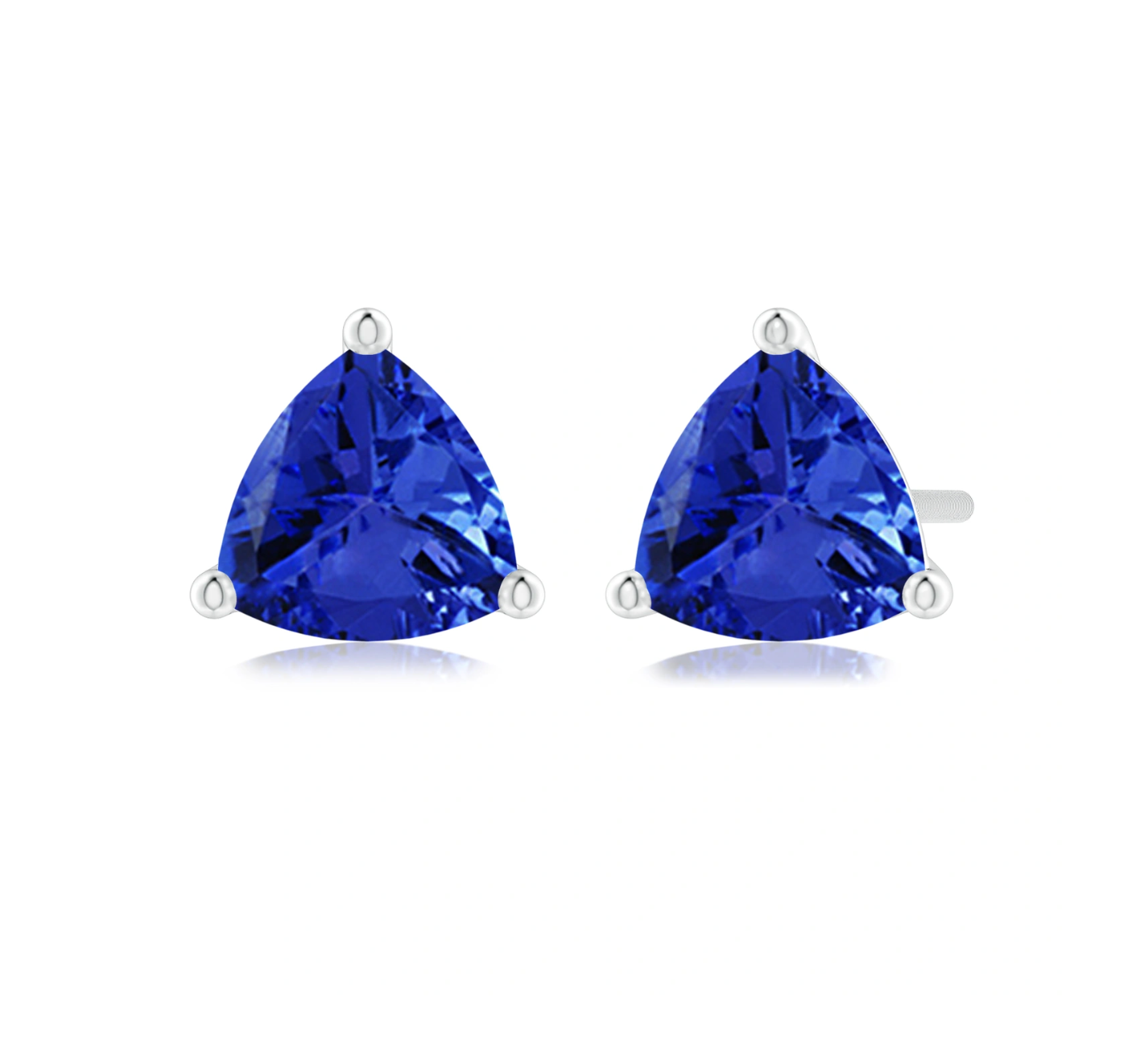Martini-Set Trillion Shaped Tanzanite Stud Earrings