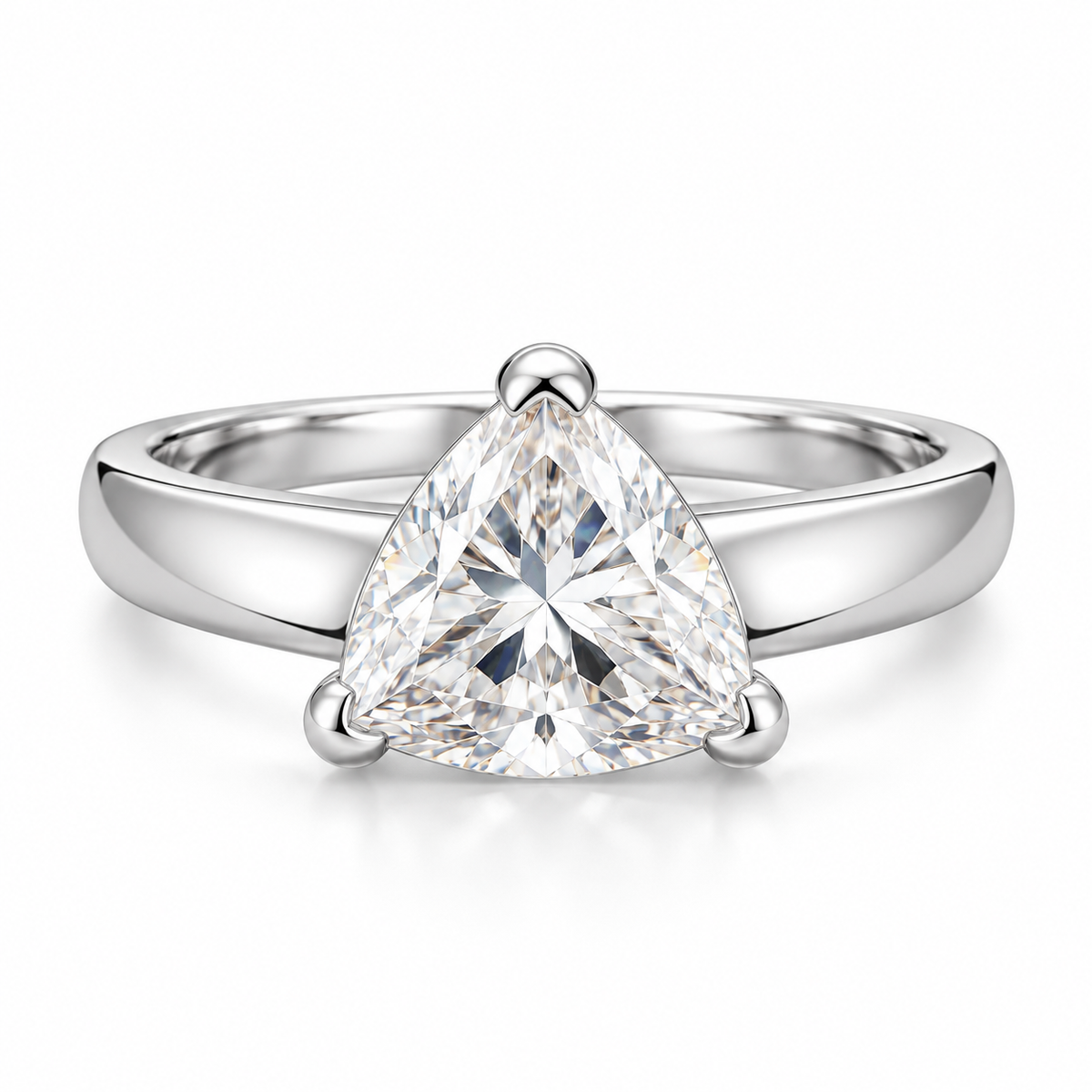3 Carat Trillion Moissanite Solitaire Ring 14K Yellow Gold Engagement Ring