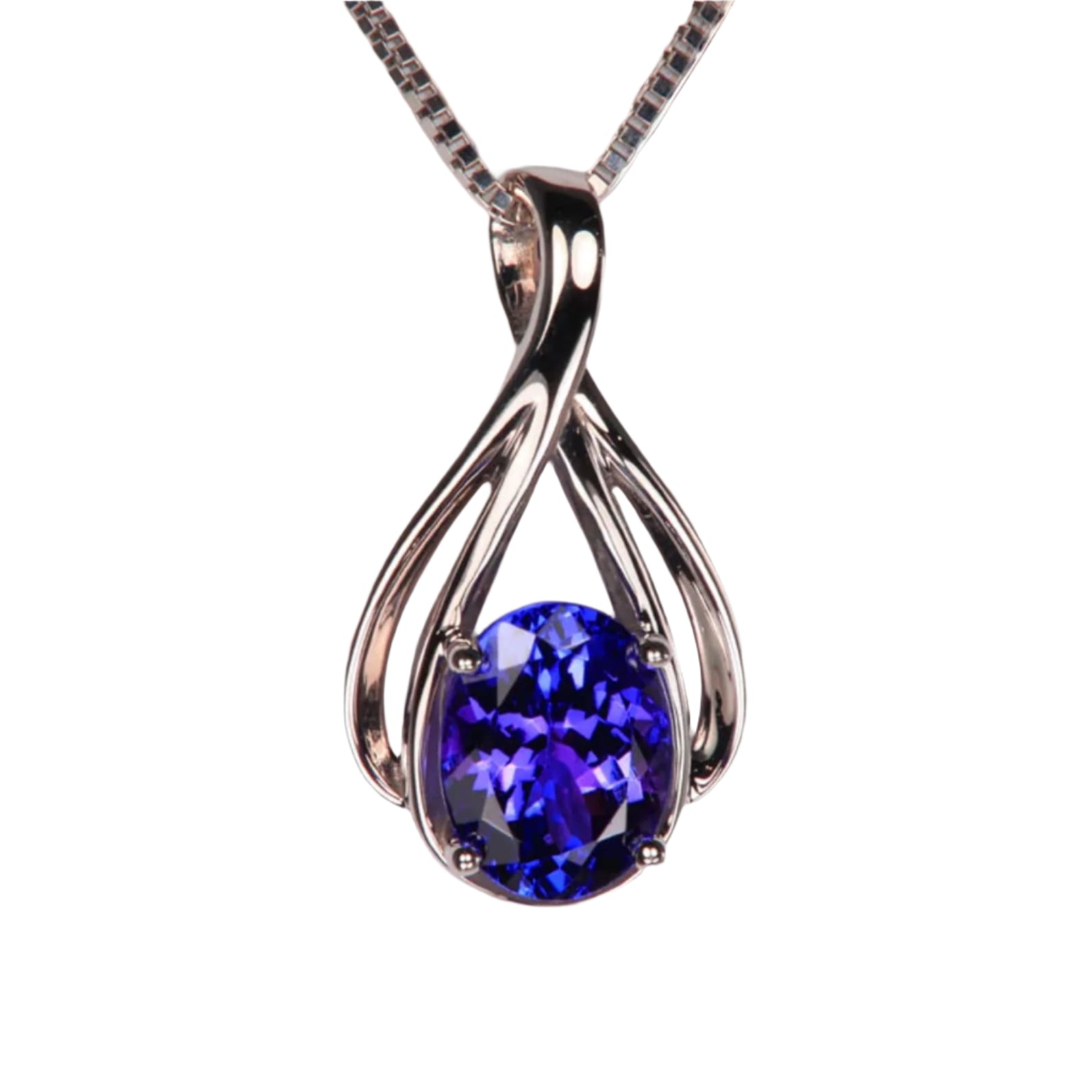 Infinity Bale Oval Tanzanite Pendant Necklace
