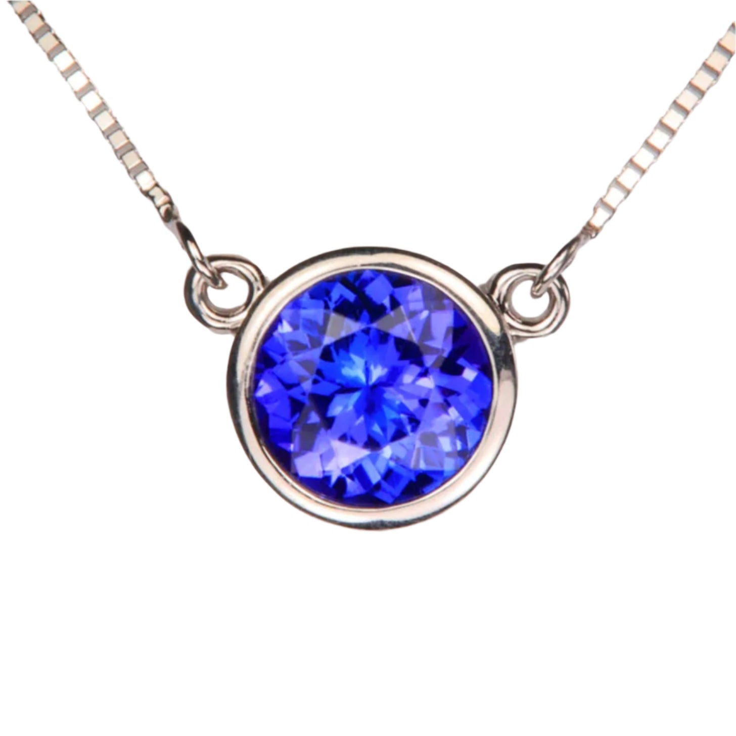 Elegant Bezel-Set Round Tanzanite Solitaire Pendant in Sterling Silver