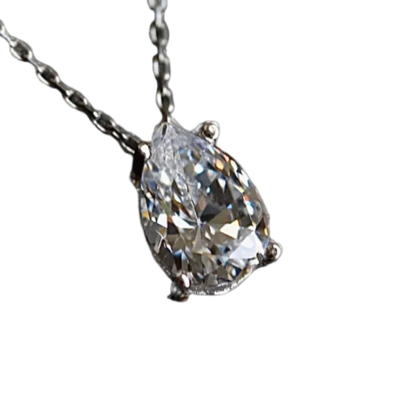 Lab-Grown Pear-Shaped Diamond Moissanite Solitaire Pendant