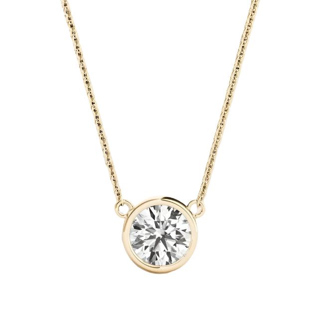 Bezel-Set Round Moissanite Solitaire Pendant