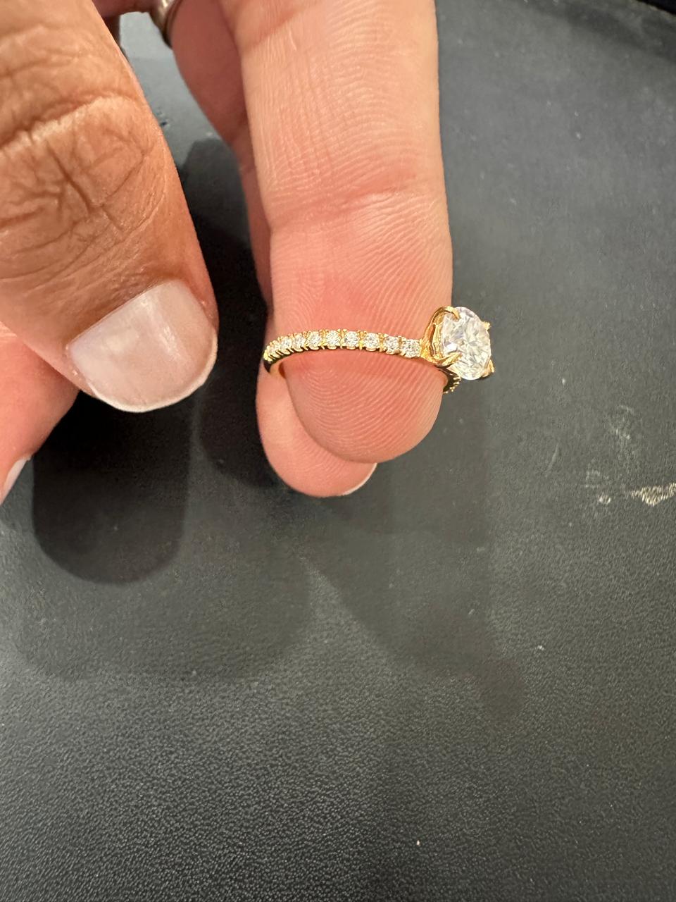 14K Gold Moissanite Engagement Ring: 1 CT Pave Wedding Band, Gift for her