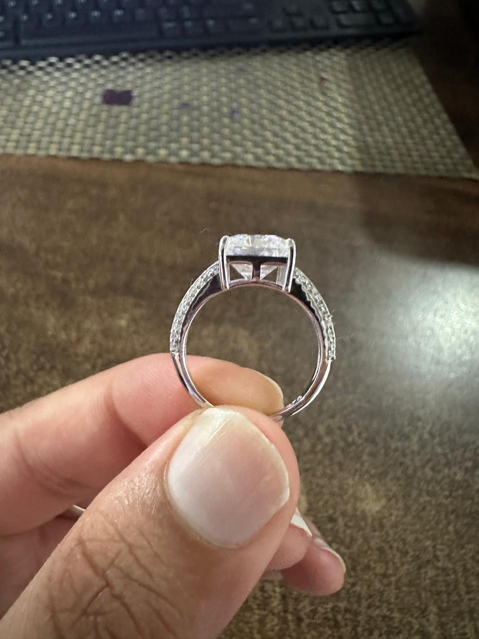 Radiant Cut Moissanite Engagement Ring, Double Pavé Band Ring, Anniversary Gift for Her