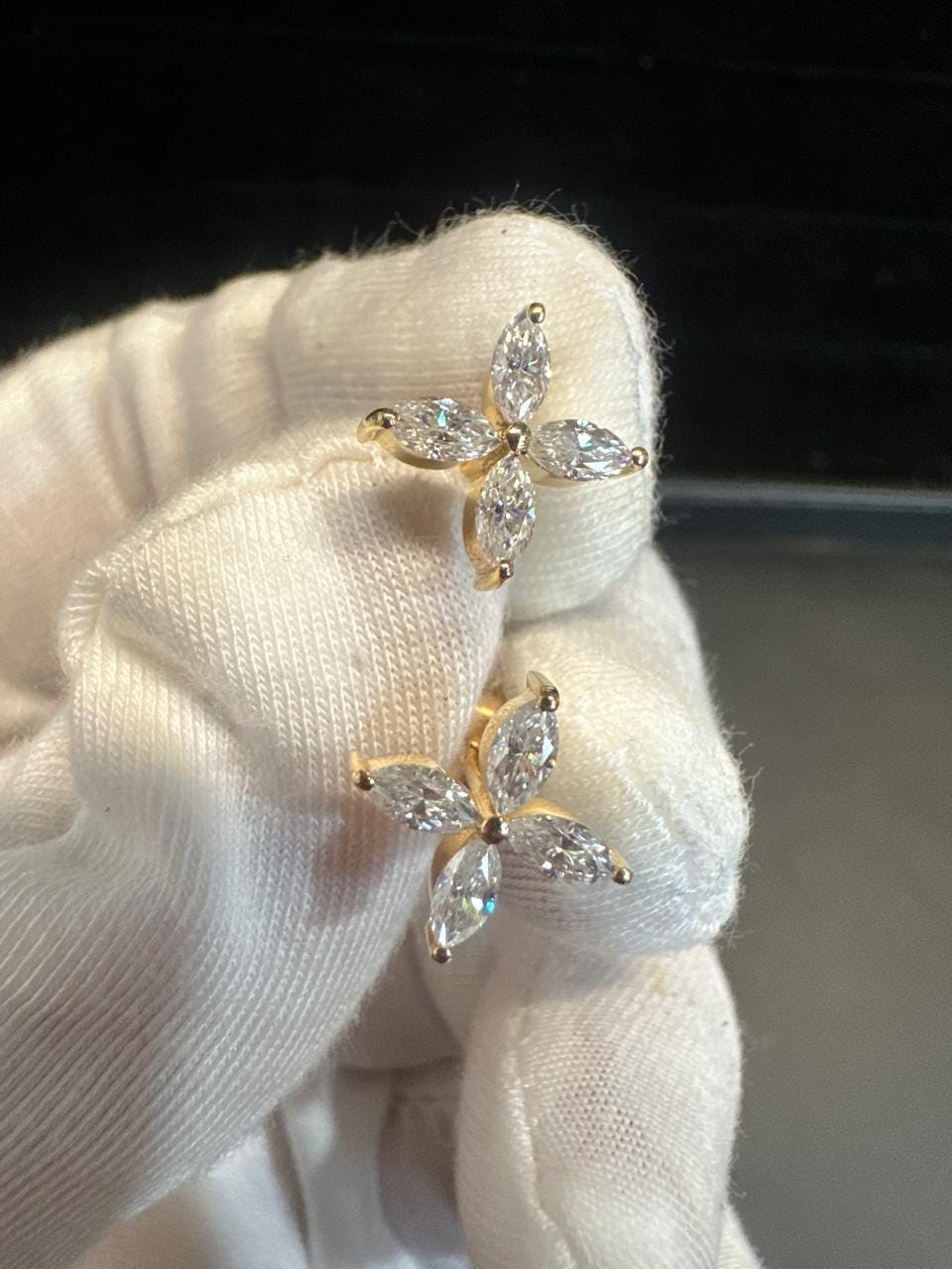 Moissanite Flower Earrings | 14K Gold Vermeil, Sterling Silver Studs