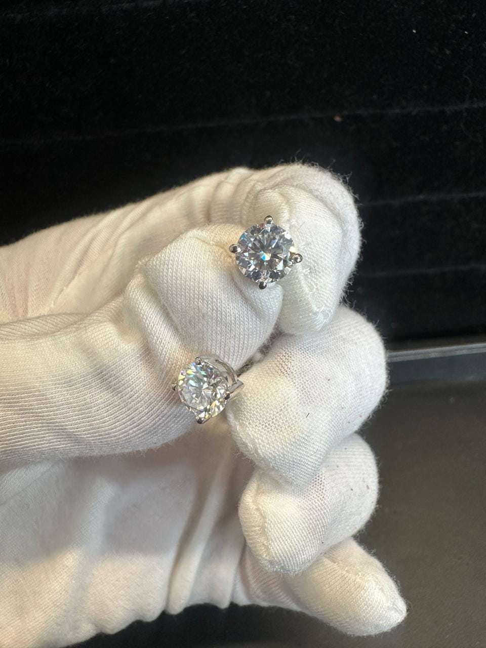 Moissanite Stud Earrings | 925 Sterling Silver Platinum Finish, 6mm