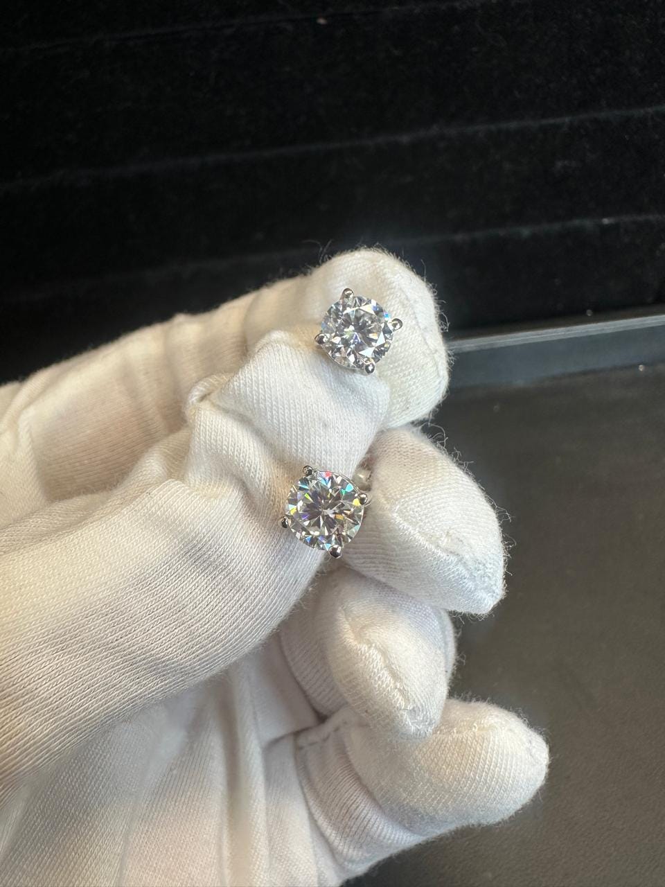 Moissanite Stud Earrings | 925 Sterling Silver Platinum Finish, 6mm